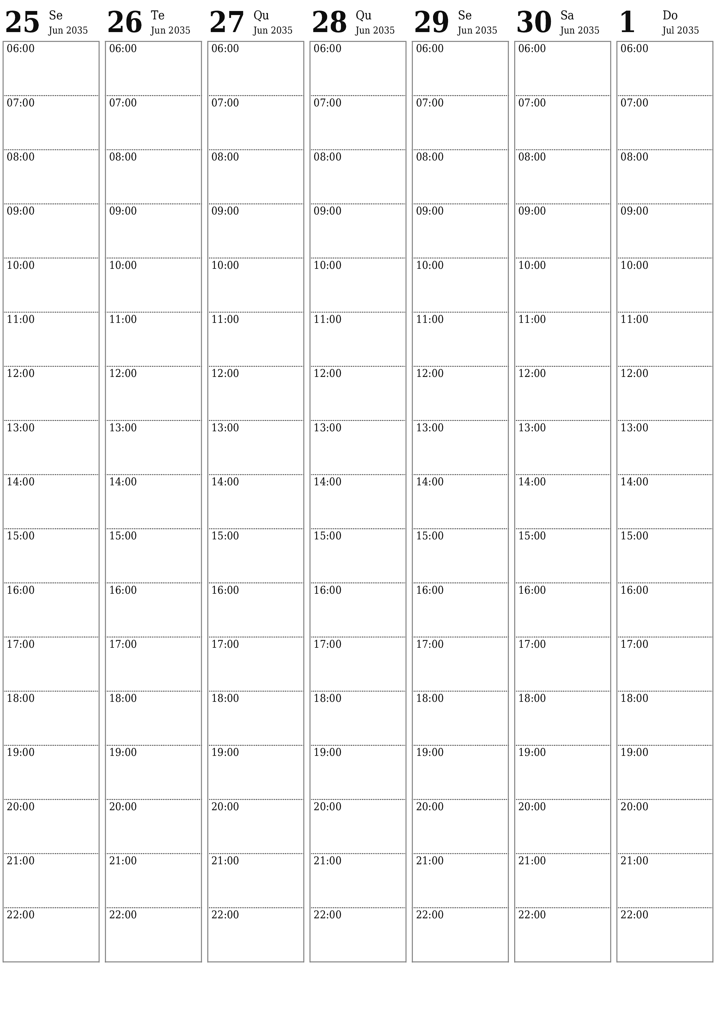  para impressão de parede modelo de grátisvertical Semanal planejador calendário Julho (Jul) 2035