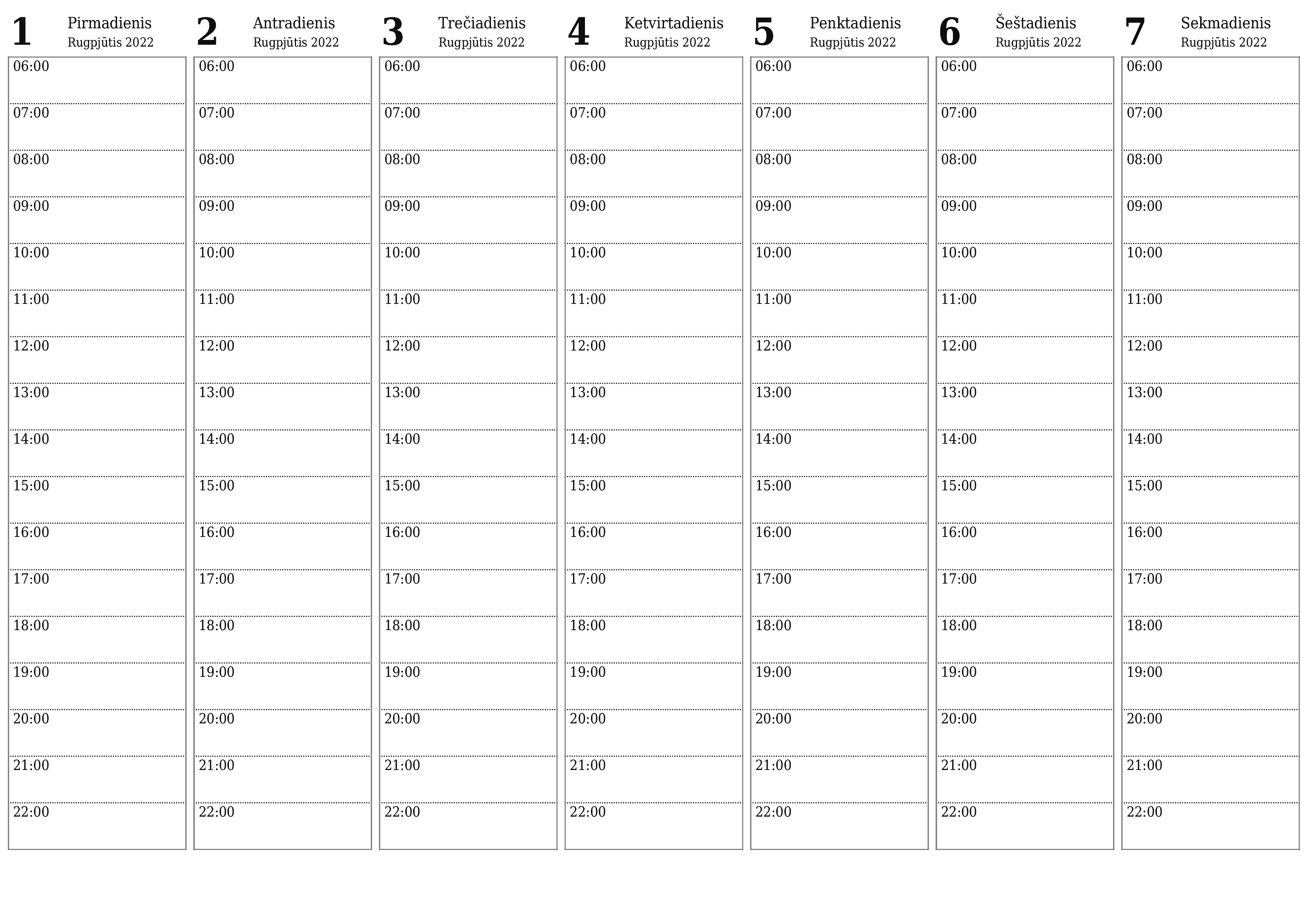 Ištuštinti savaitės planavimo priemonę savaitėms Rugpjūtis 2022 su užrašais, išsaugoti ir atsispausdinti PDF formate PNG Lithuanian