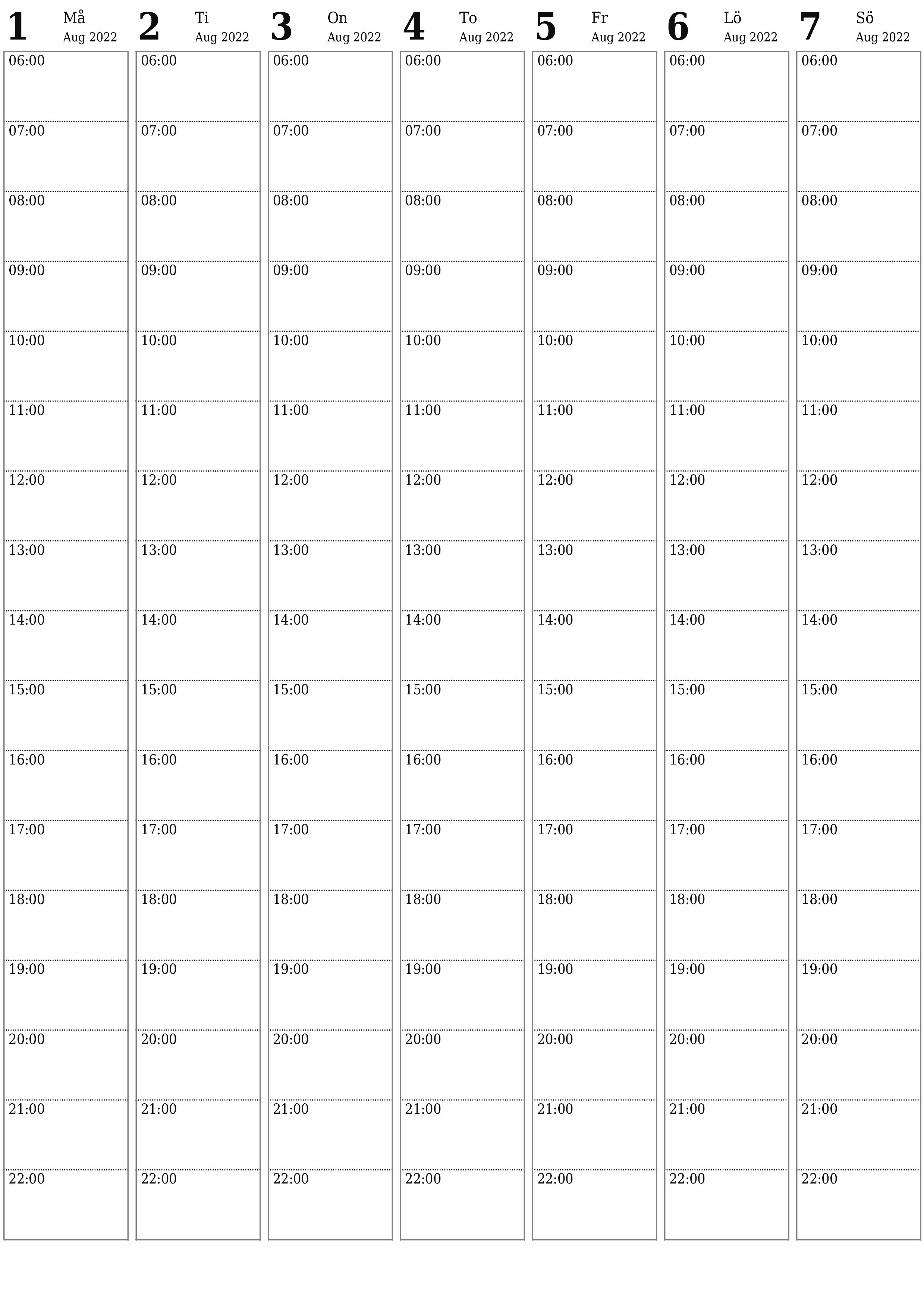 Töm veckoplaneraren i veckor Augusti 2022 med anteckningar, spara och skriv ut till PDF PNG Swedish