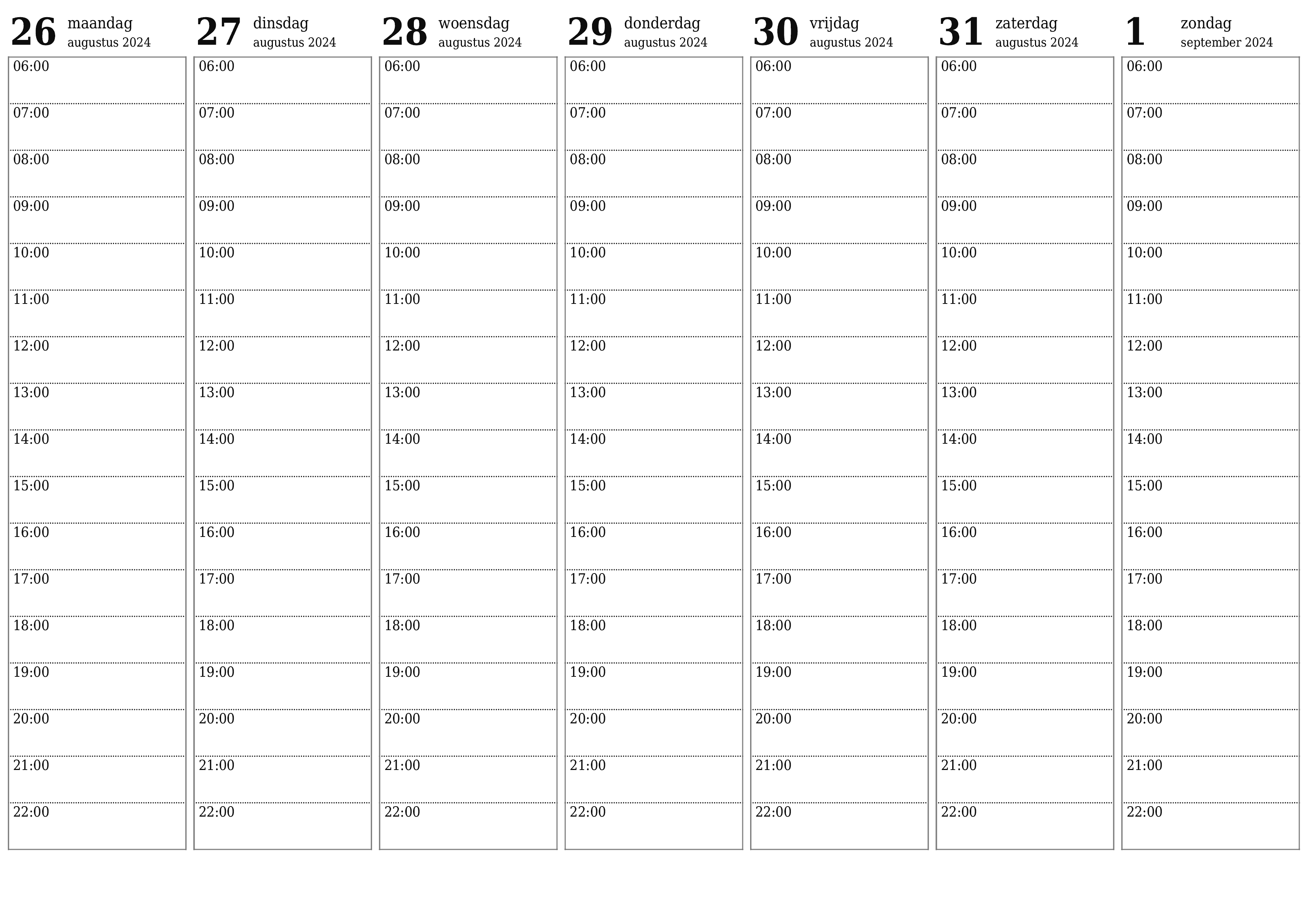 Lege weekplanner voor weken september 2024 met notities, opslaan en afdrukken naar pdf PNG Dutch