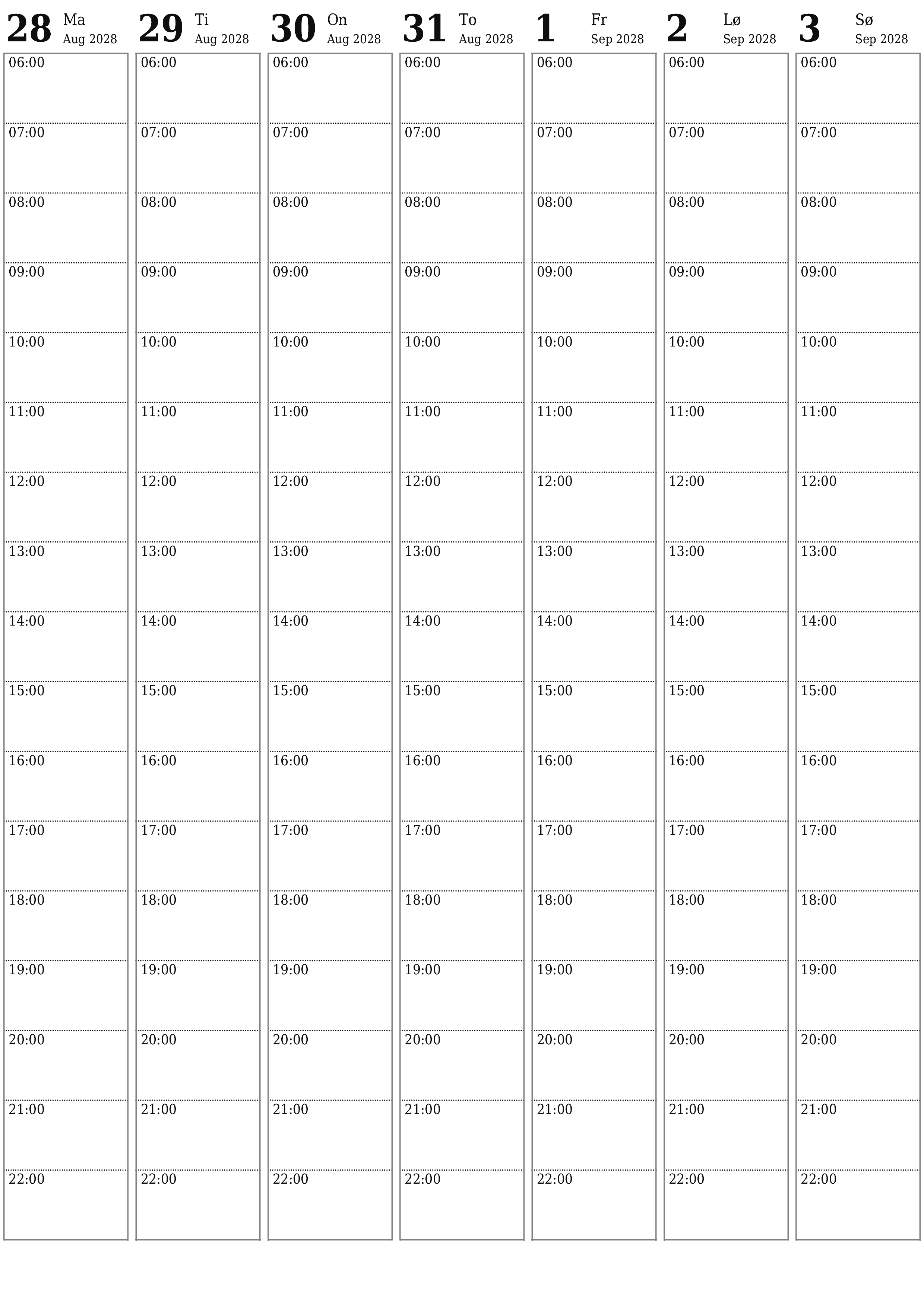 utskrivbar vegg mal gratis vertikal Ukentlig planlegger kalender September (Sep) 2028