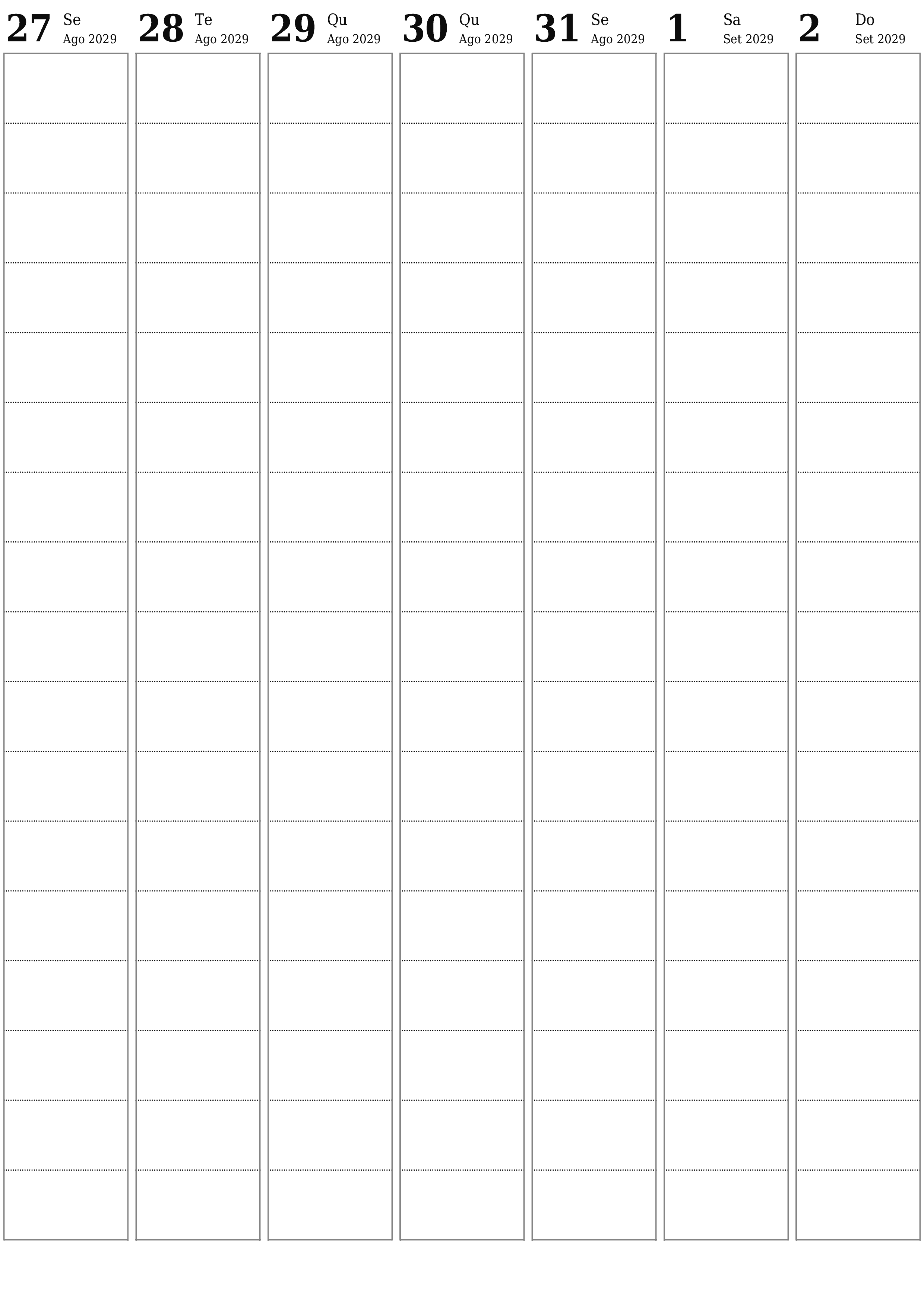  para impressão de parede modelo de grátisvertical Semanal planejador calendário Setembro (Set) 2029