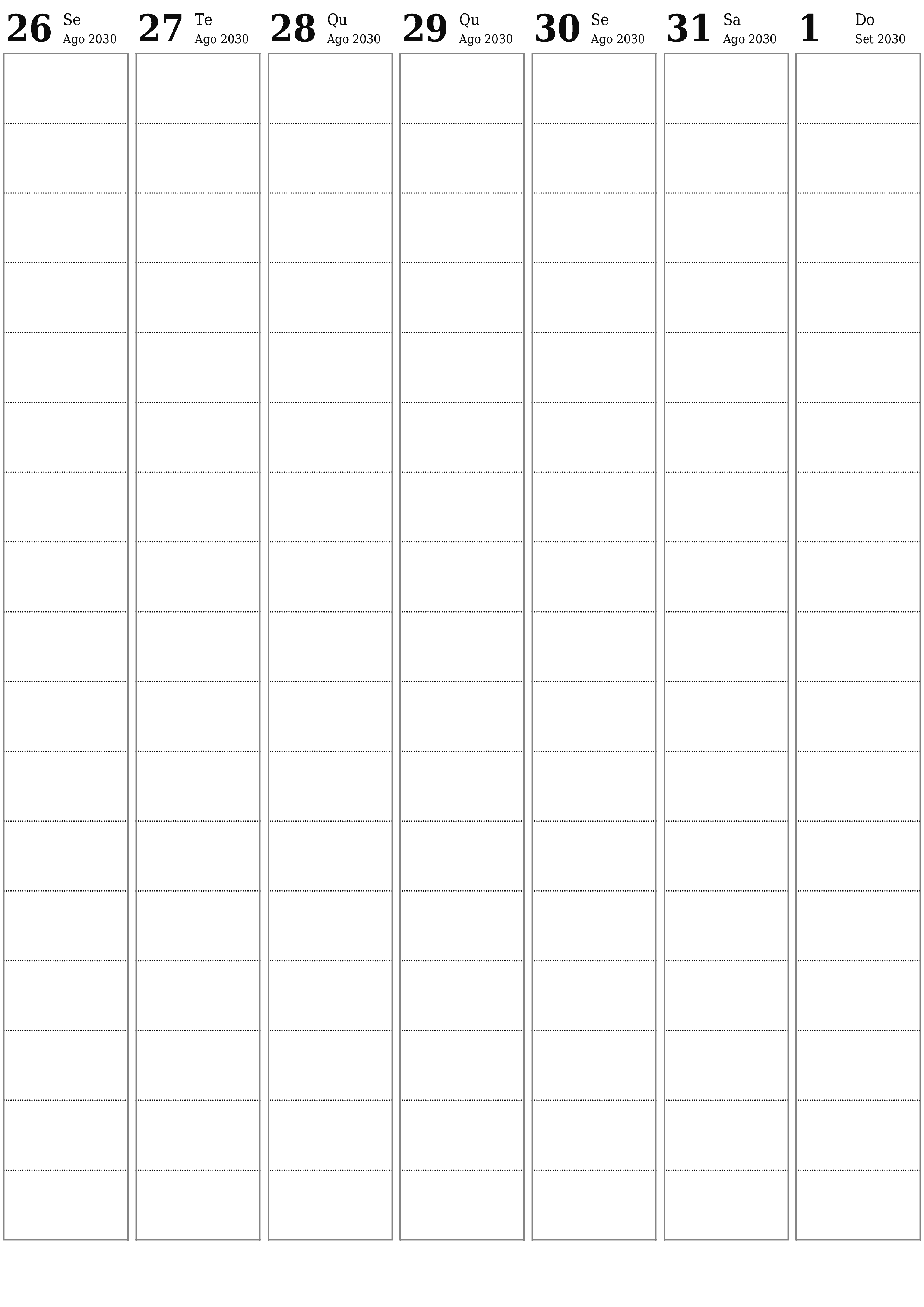  para impressão de parede modelo de grátisvertical Semanal planejador calendário Setembro (Set) 2030