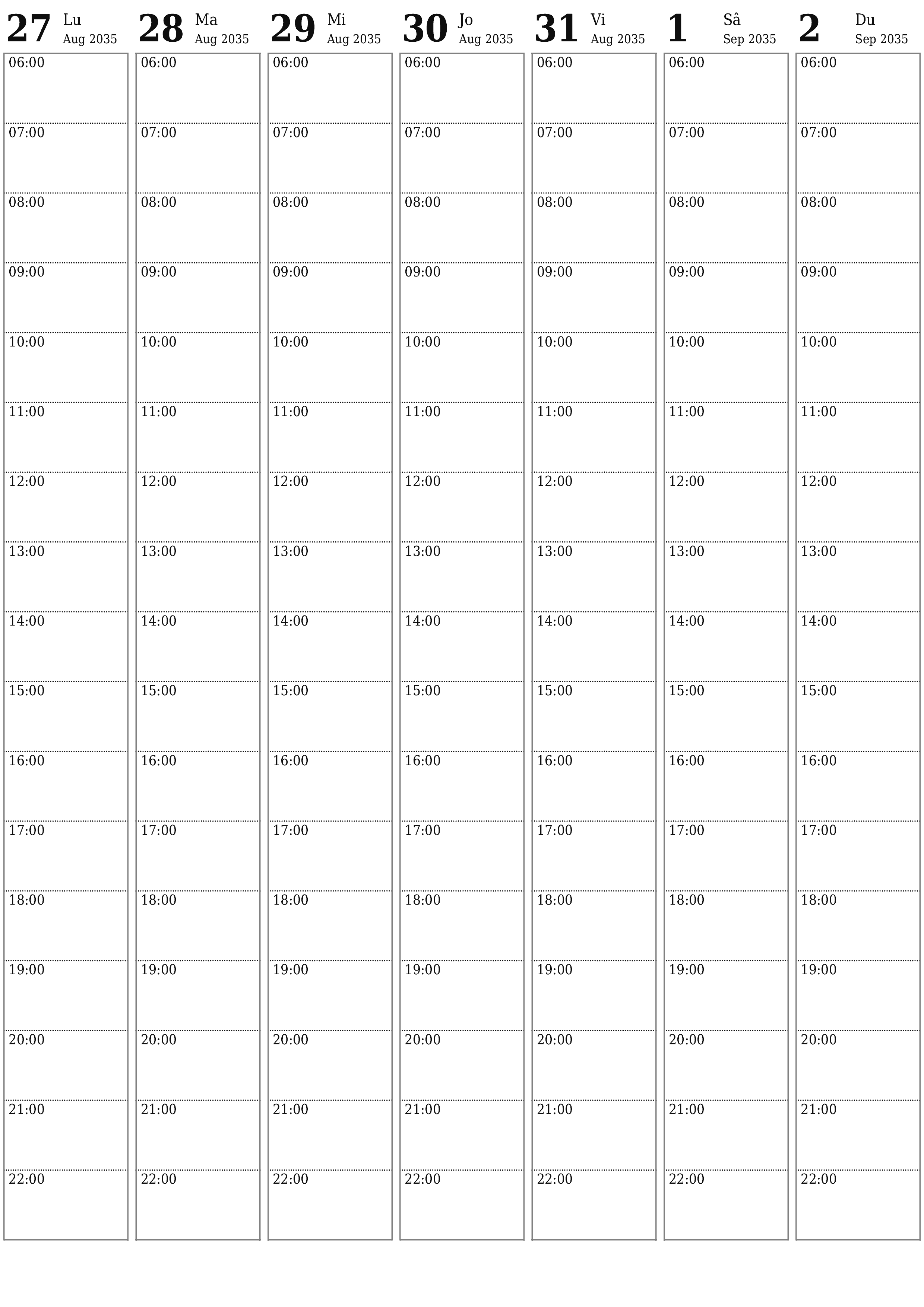  imprimabil de perete șablon de gratuitvertical Săptămânal planificator calendar Septembrie (Sep) 2035