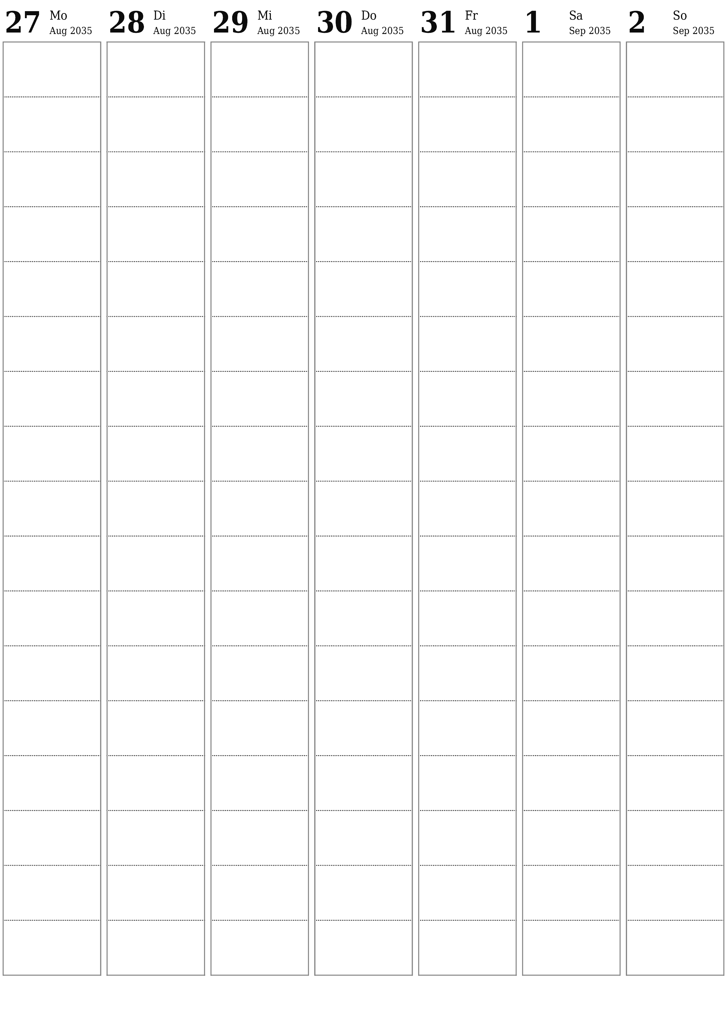  zum Ausdrucken Wandkalender vorlage kostenloser vertikal Wöchentlich Planer Kalender September (Sep) 2035