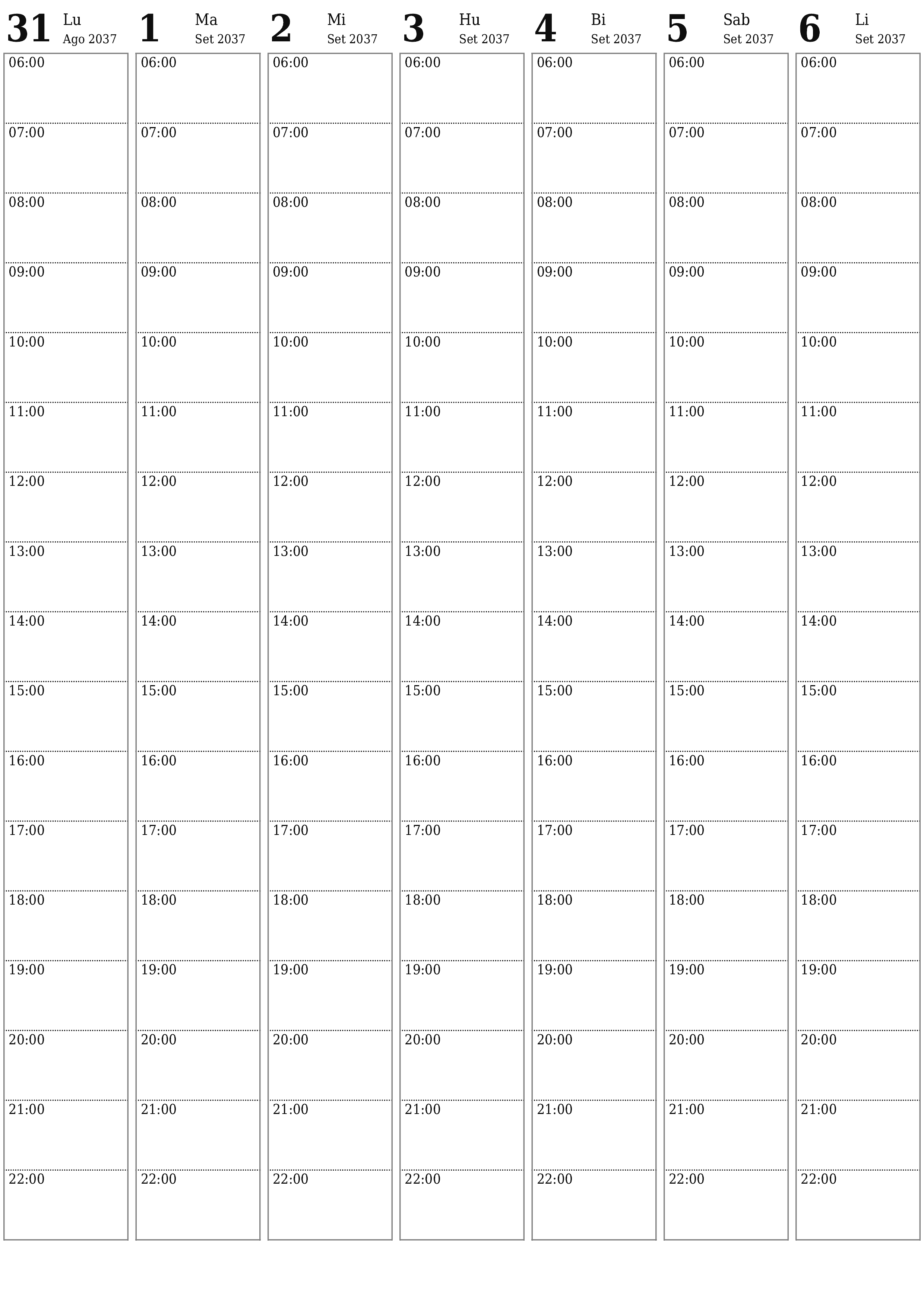 napi-print na sa dingding template ng libreng patayo Lingguhan tagaplano kalendaryo Setyembre (Set) 2037