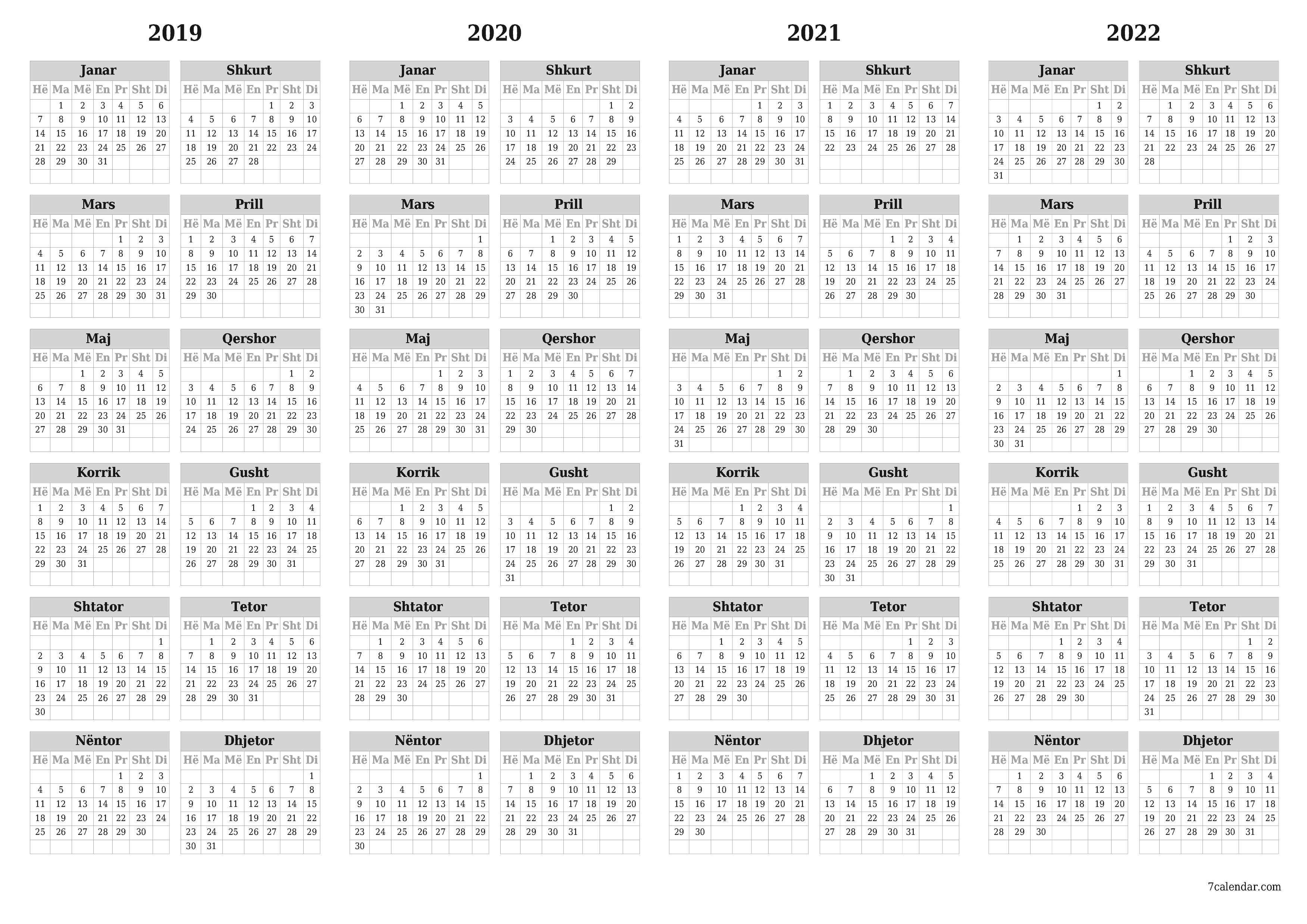  i printueshëm muri shabllon falashorizontale Vjetore kalendar Maj (Maj) 2019