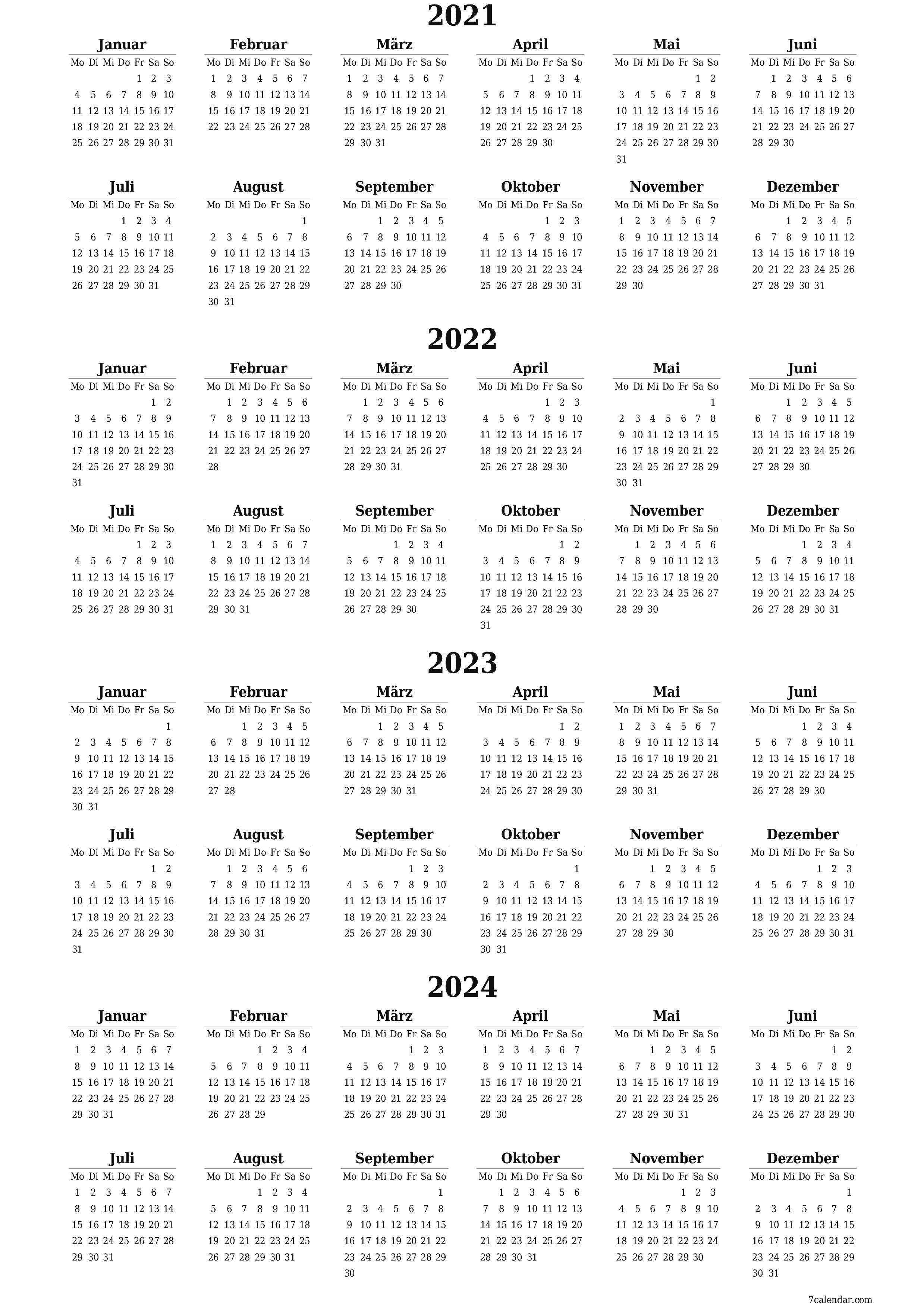  zum Ausdrucken Wandkalender vorlage kostenloser vertikal Jahreskalender Kalender Dezember (Dez) 2021