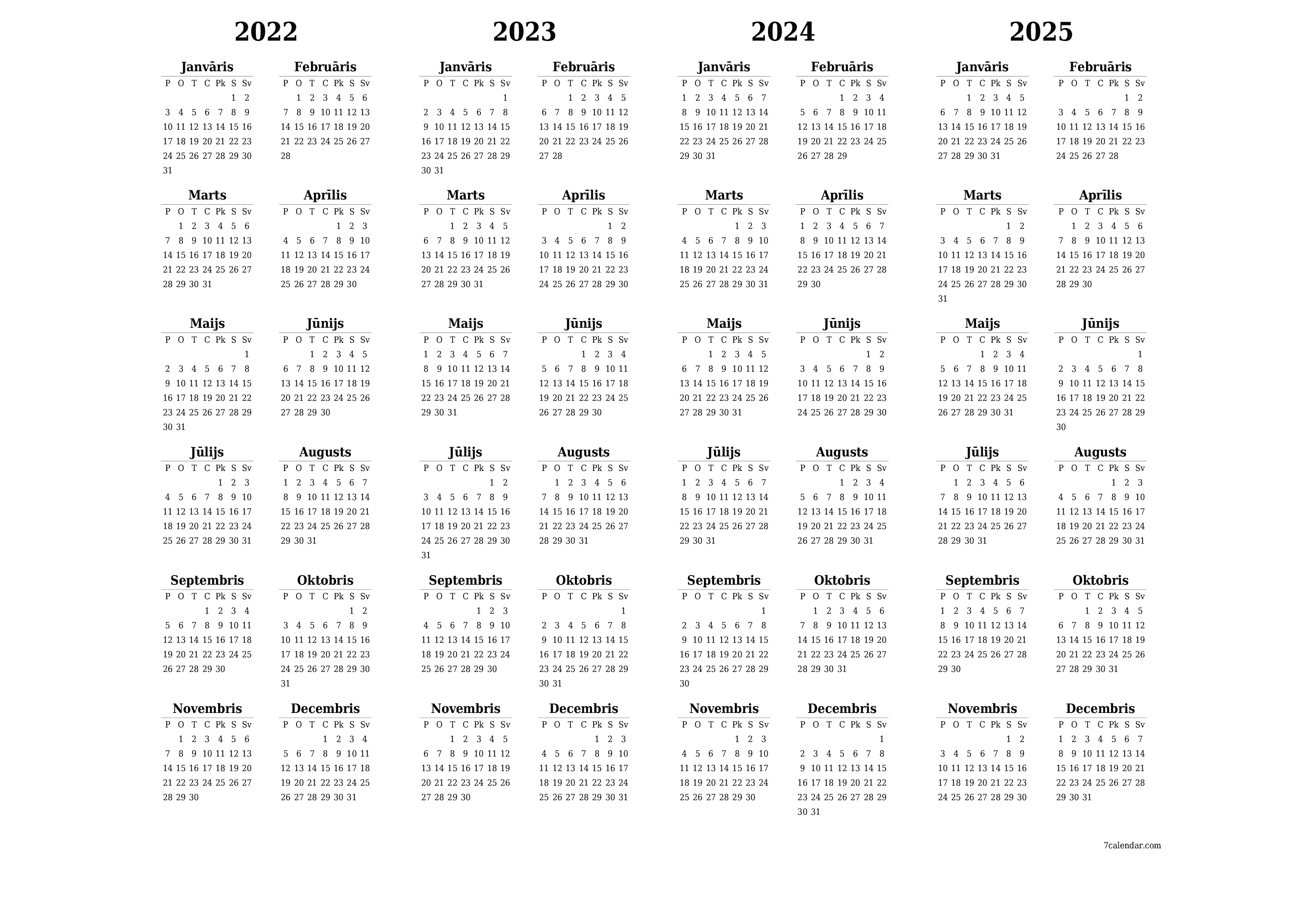 izdrukājams sienas kalendāra veidne bezmaksas horizontāli Gada kalendārs Septembris (Sep) 2022