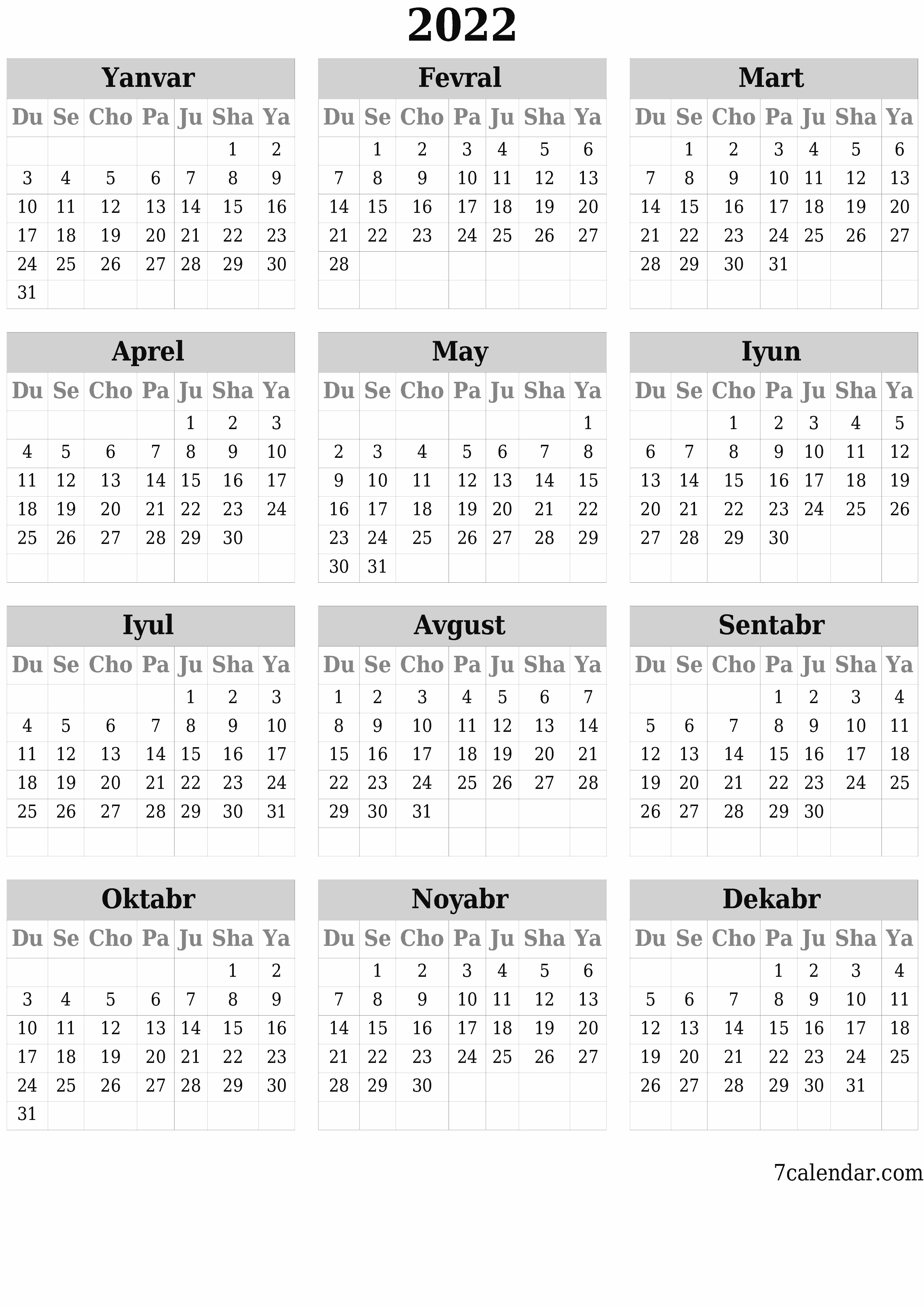 chop etiladigan devor taqvimi shabloni bepul vertikal Yillik kalendar Oktabr (Okt) 2022