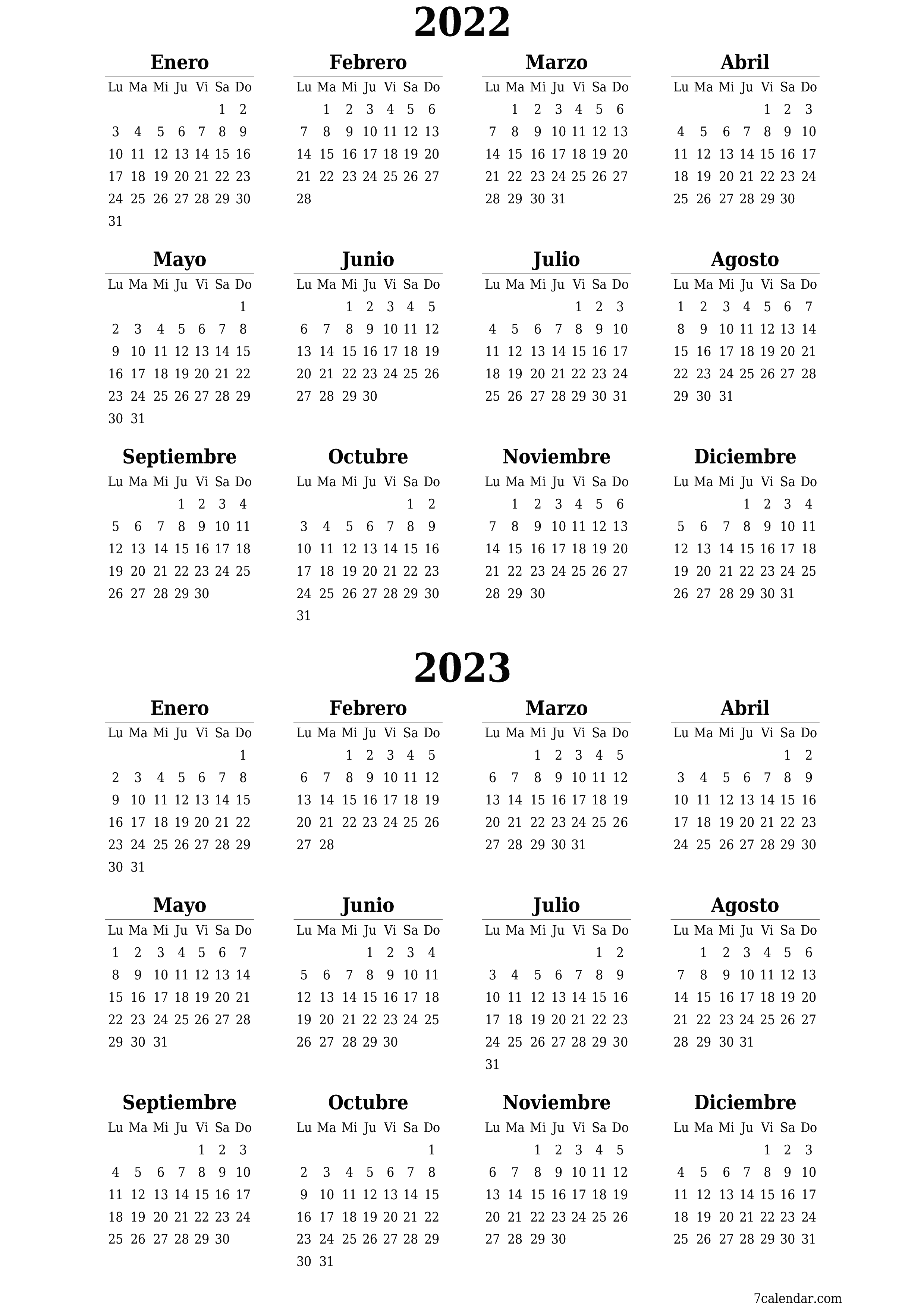  imprimible de pared plantilla de gratisvertical Anual calendario Agosto (Ago) 2022