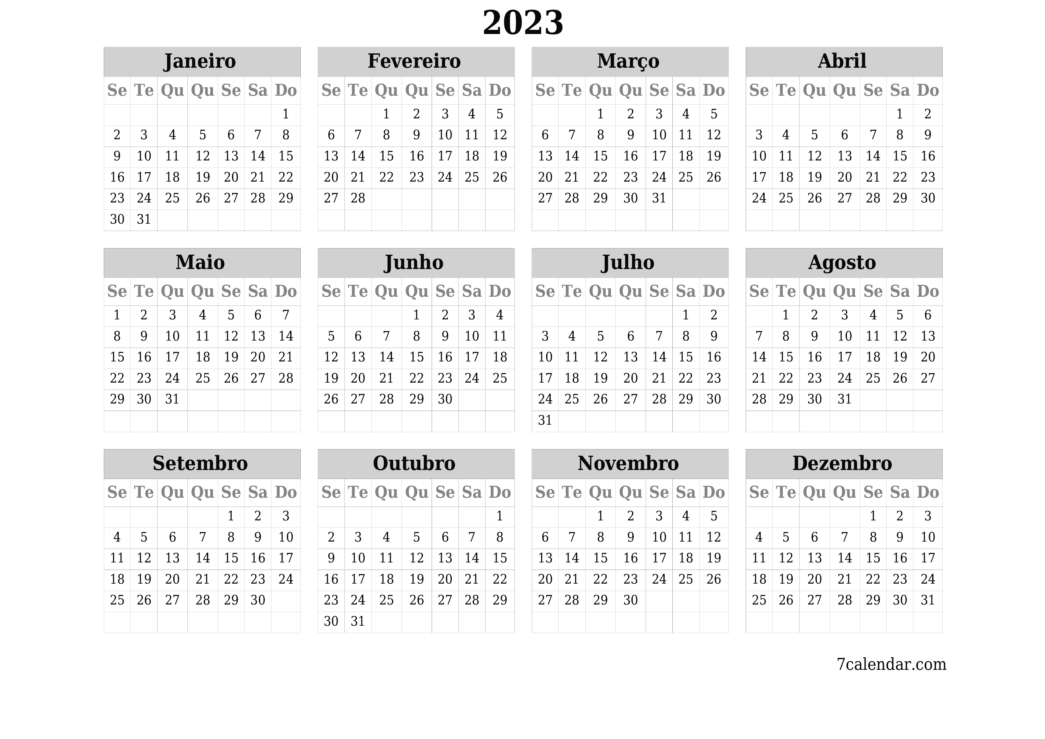  para impressão de parede modelo de grátishorizontal Anualmente calendário Setembro (Set) 2023