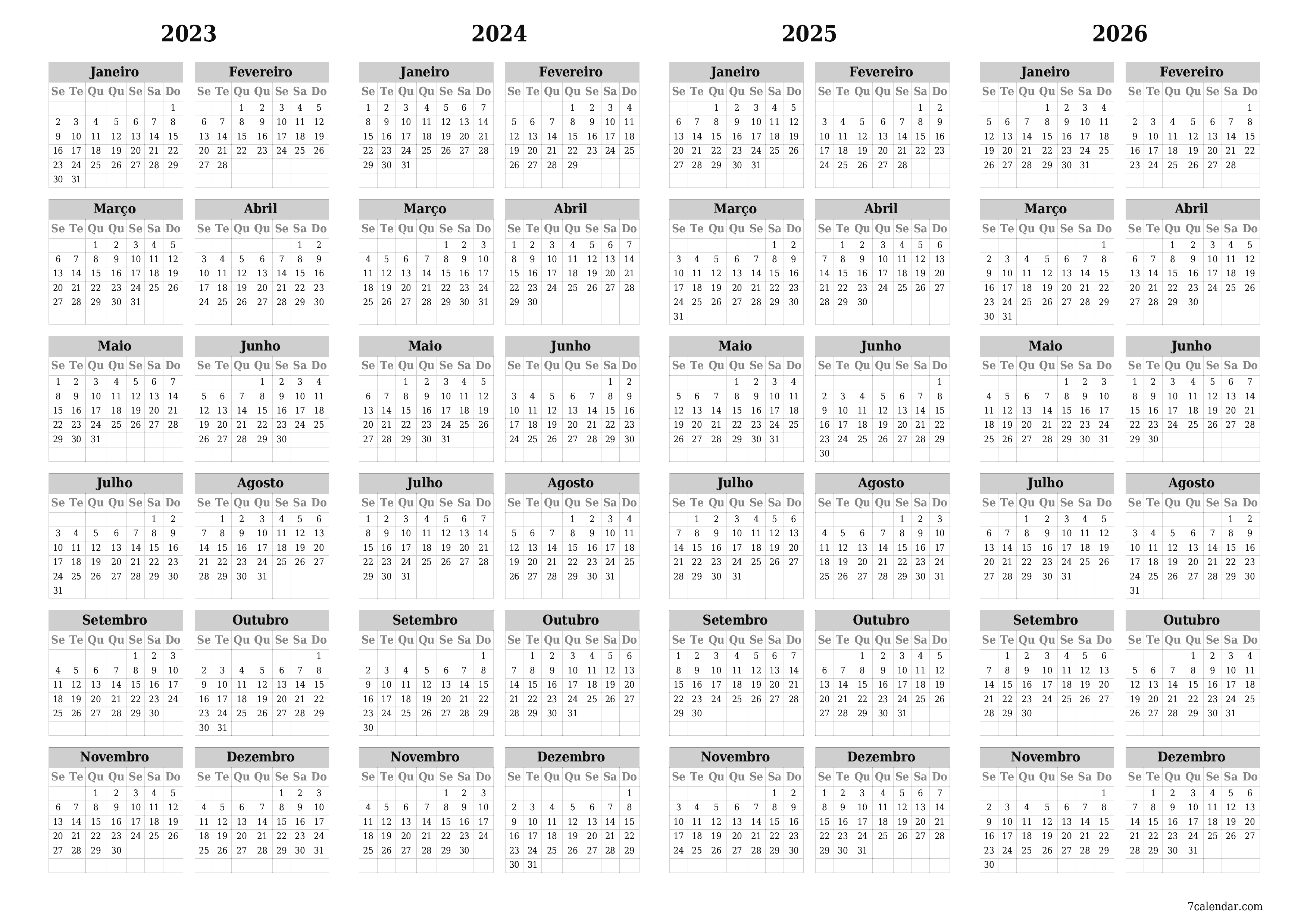  para impressão de parede modelo de grátishorizontal Anualmente calendário Fevereiro (Fev) 2023
