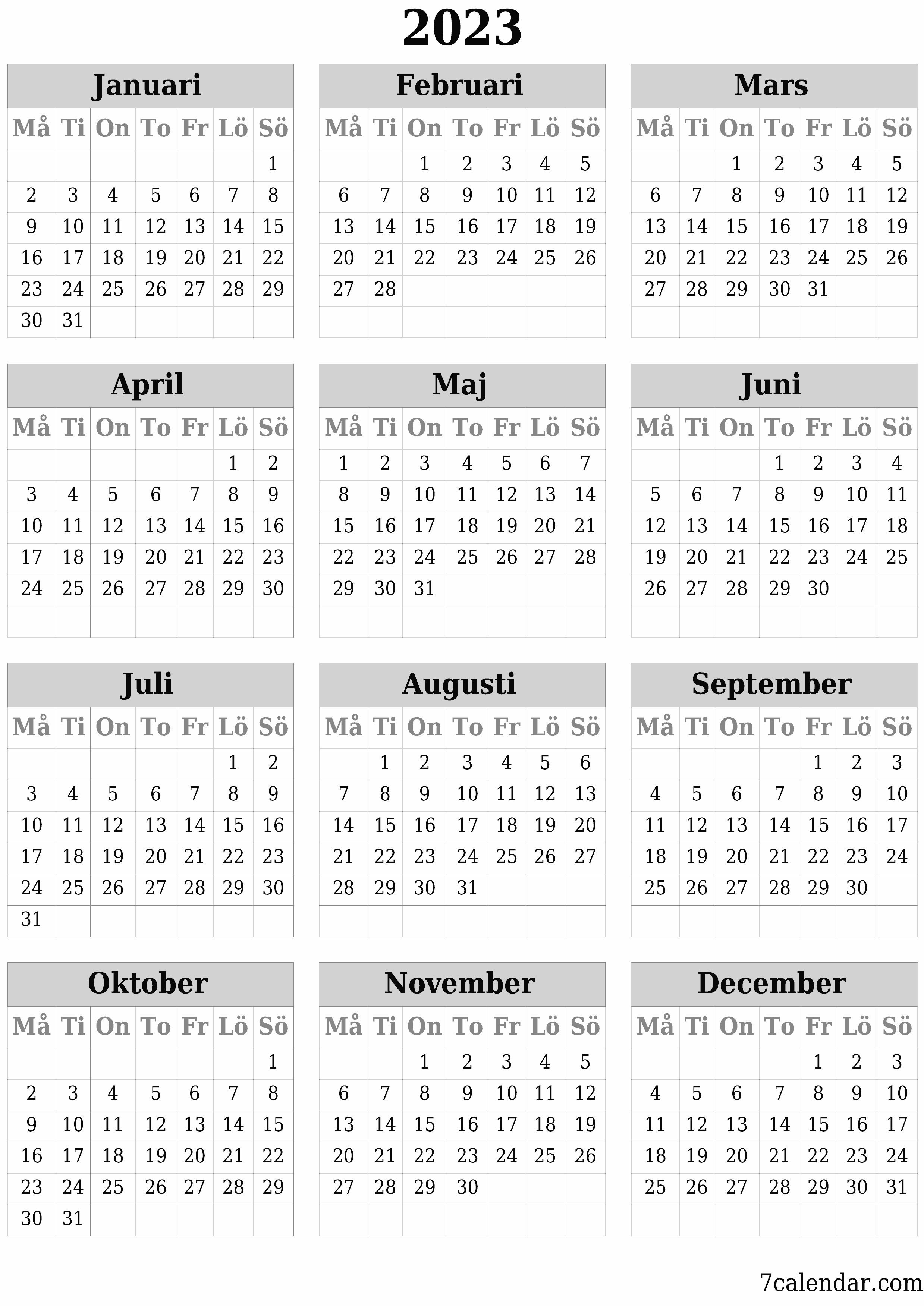 utskrivbar vägg mall gratis vertikal Årlig kalender September (Sep) 2023