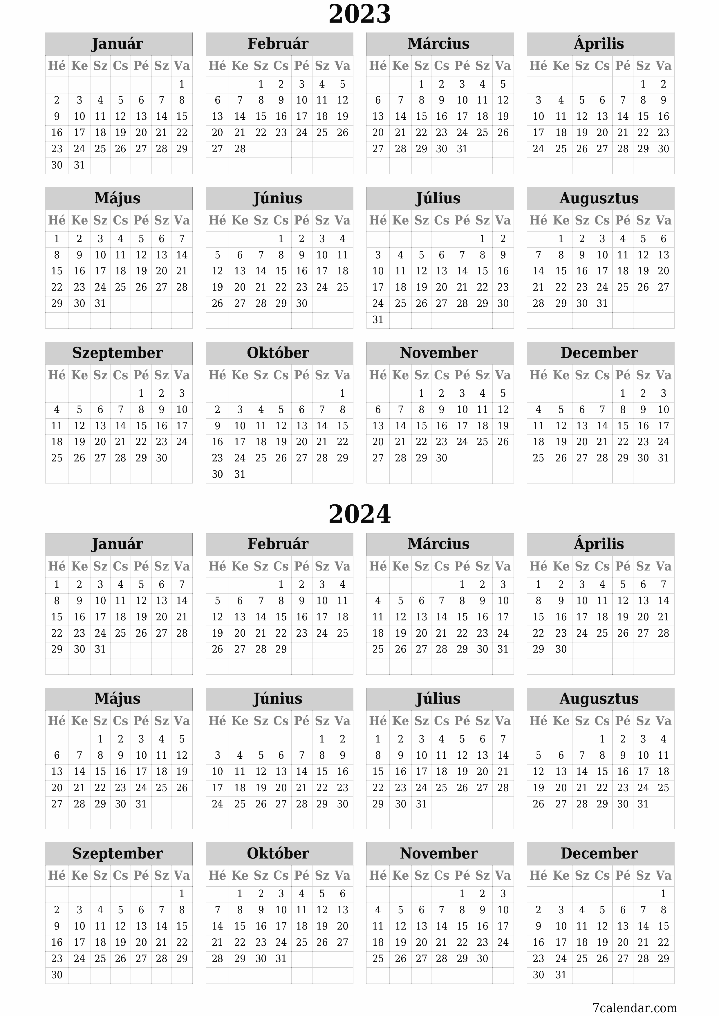nyomtatható fali sablon ingyenes függőleges Éves naptár Március (Már) 2023