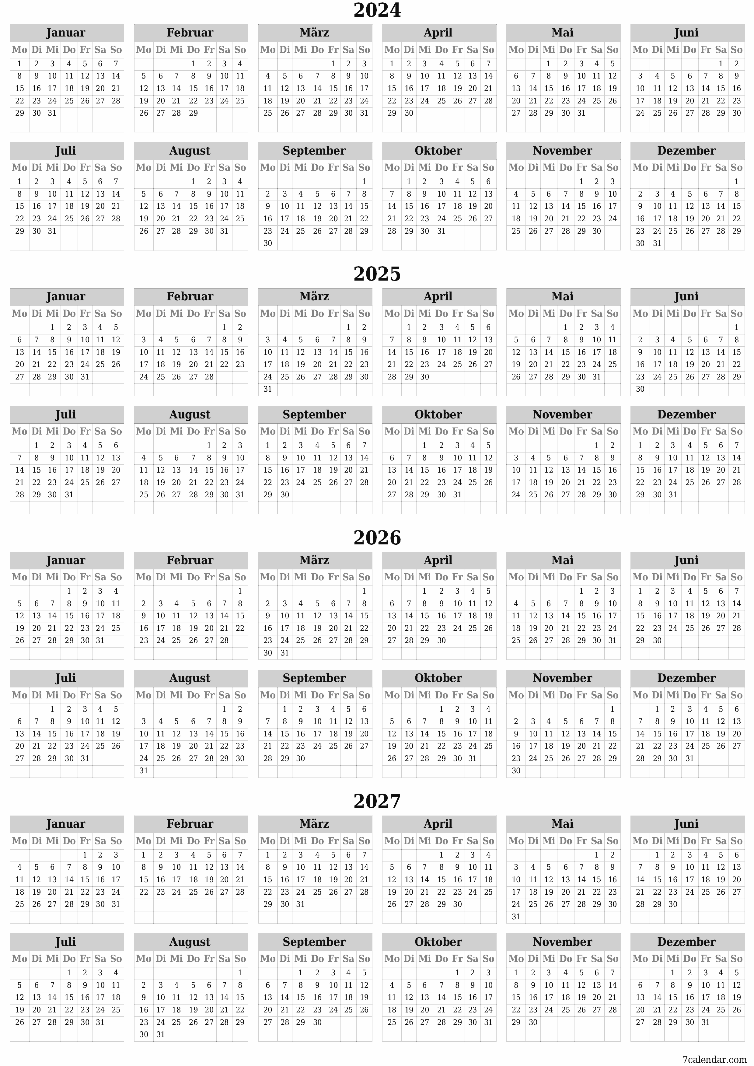 zum Ausdrucken Wandkalender vorlage kostenloser vertikal Jahreskalender Kalender März (Mär) 2024