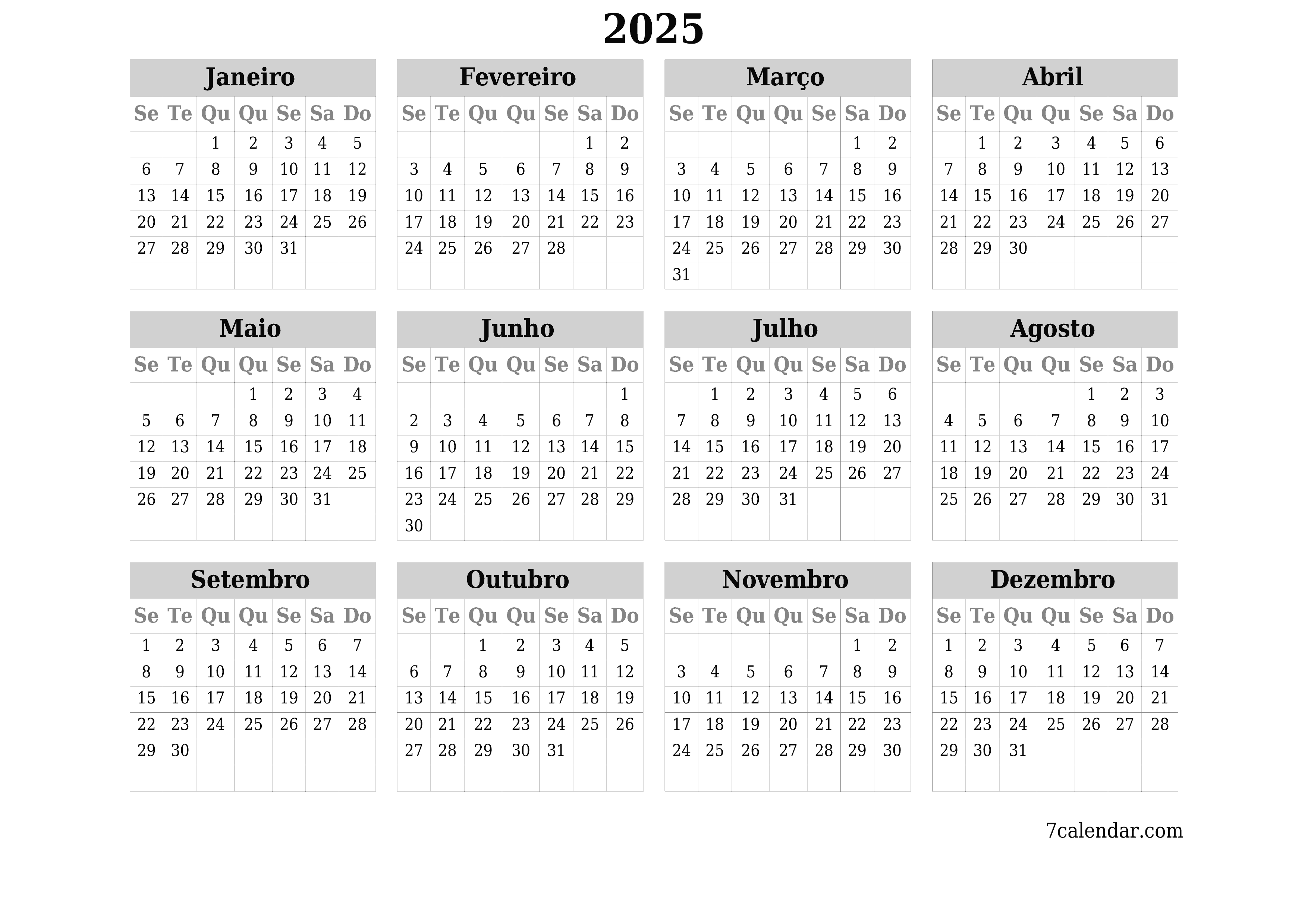  para impressão de parede modelo de grátishorizontal Anualmente calendário Março (Mar) 2025