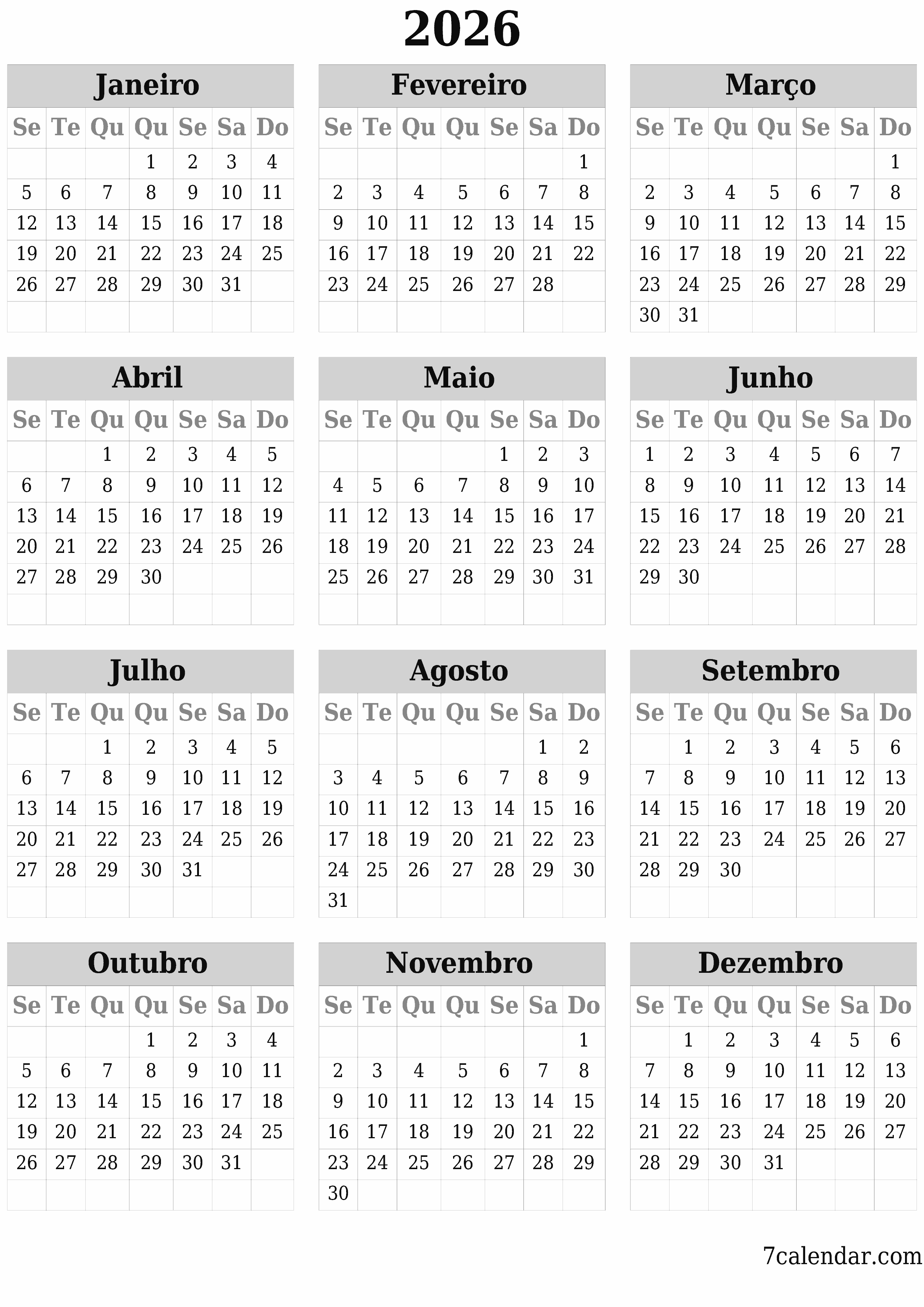  para impressão de parede modelo de grátisvertical Anualmente calendário Março (Mar) 2026