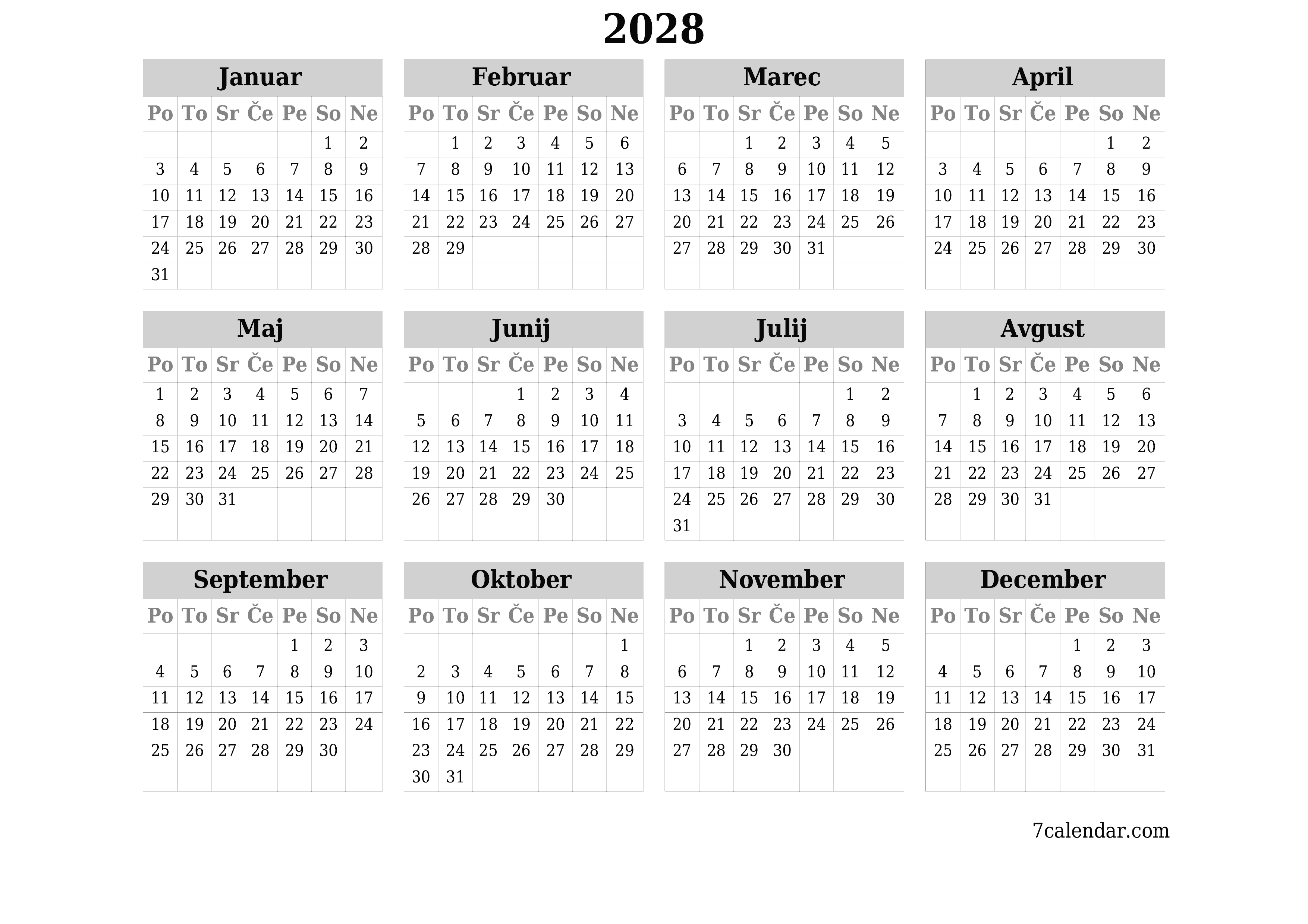 natisljiv stenski ska predloga brezplačni vodoravno Letno koledar April (Apr) 2028