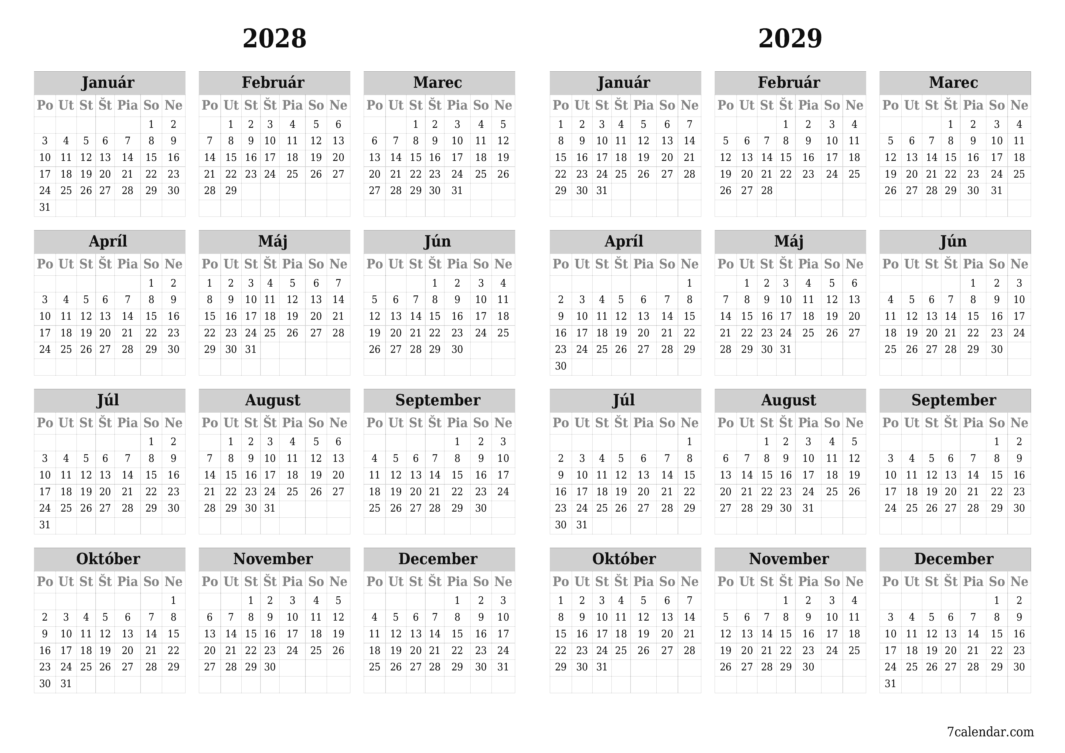 vytlačiteľný nástenný šablóna a bezplatný горизонтальный Ročne kalendár Apríl (Apr) 2028