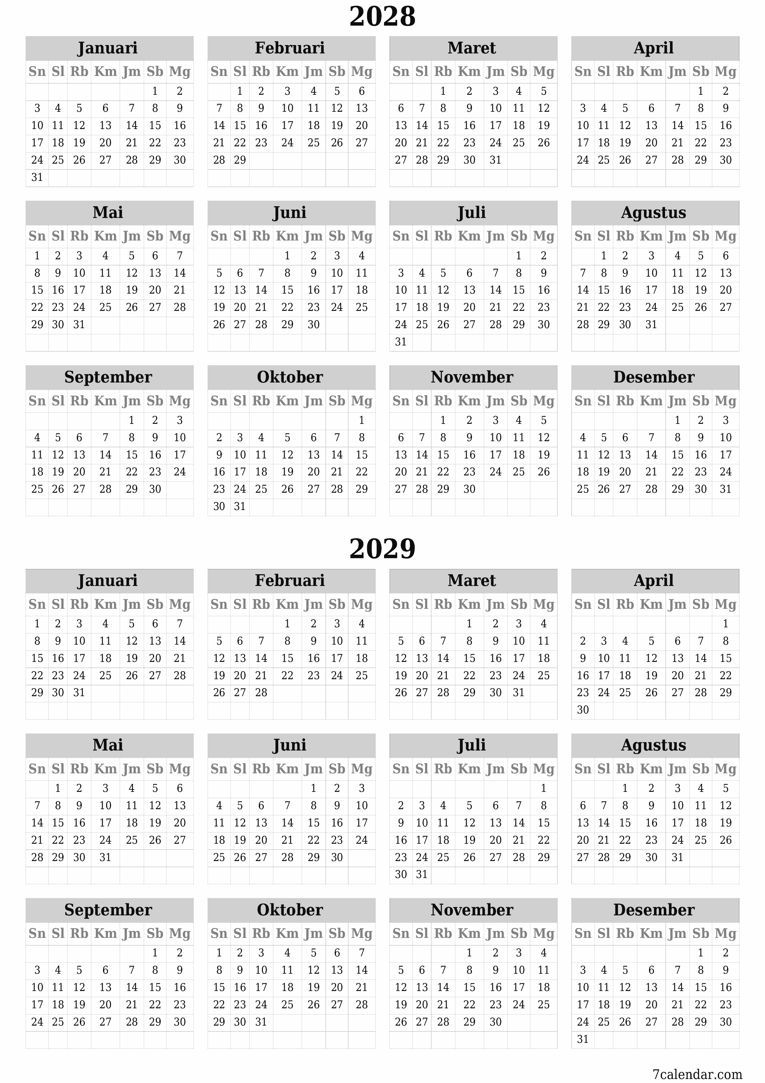  yang dapat dicetak dinding templat gratisvertikal Tahunan kalender April (Apr) 2028