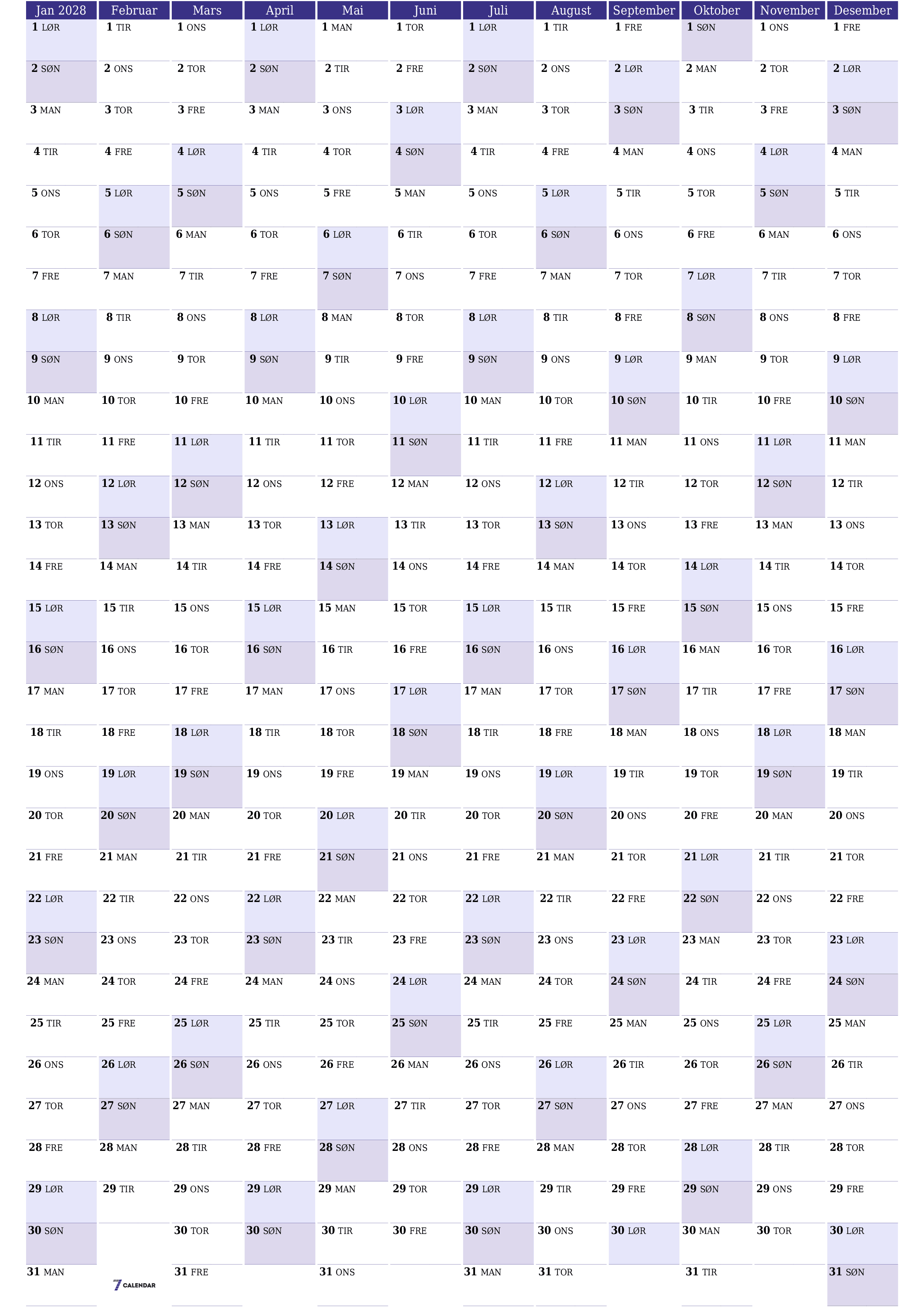 utskrivbar vegg mal gratis vertikal Årlig planlegger kalender Mai (Mai) 2028