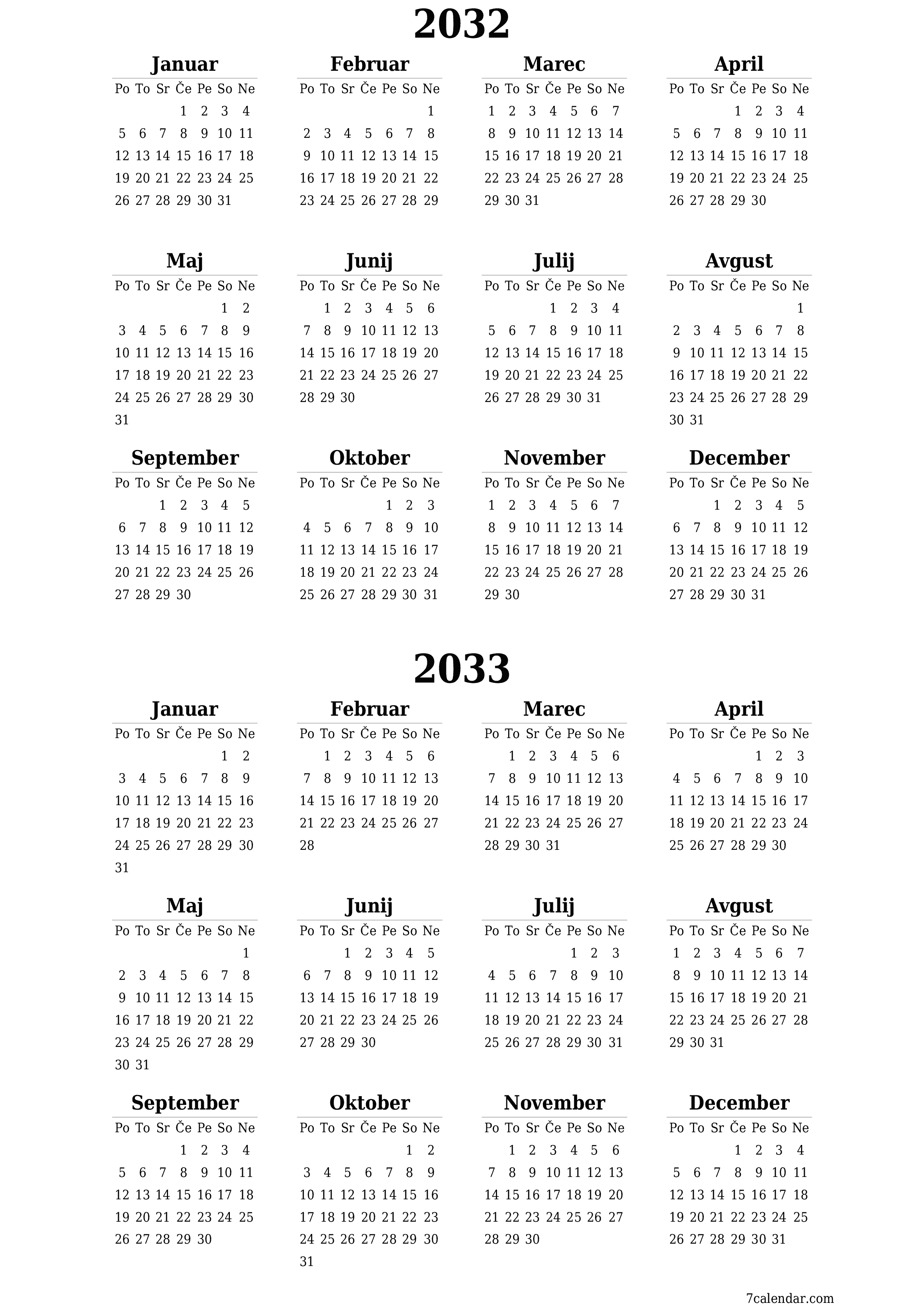 natisljiv stenski ska predloga brezplačni vertical Letno koledar Junij (Jun) 2032