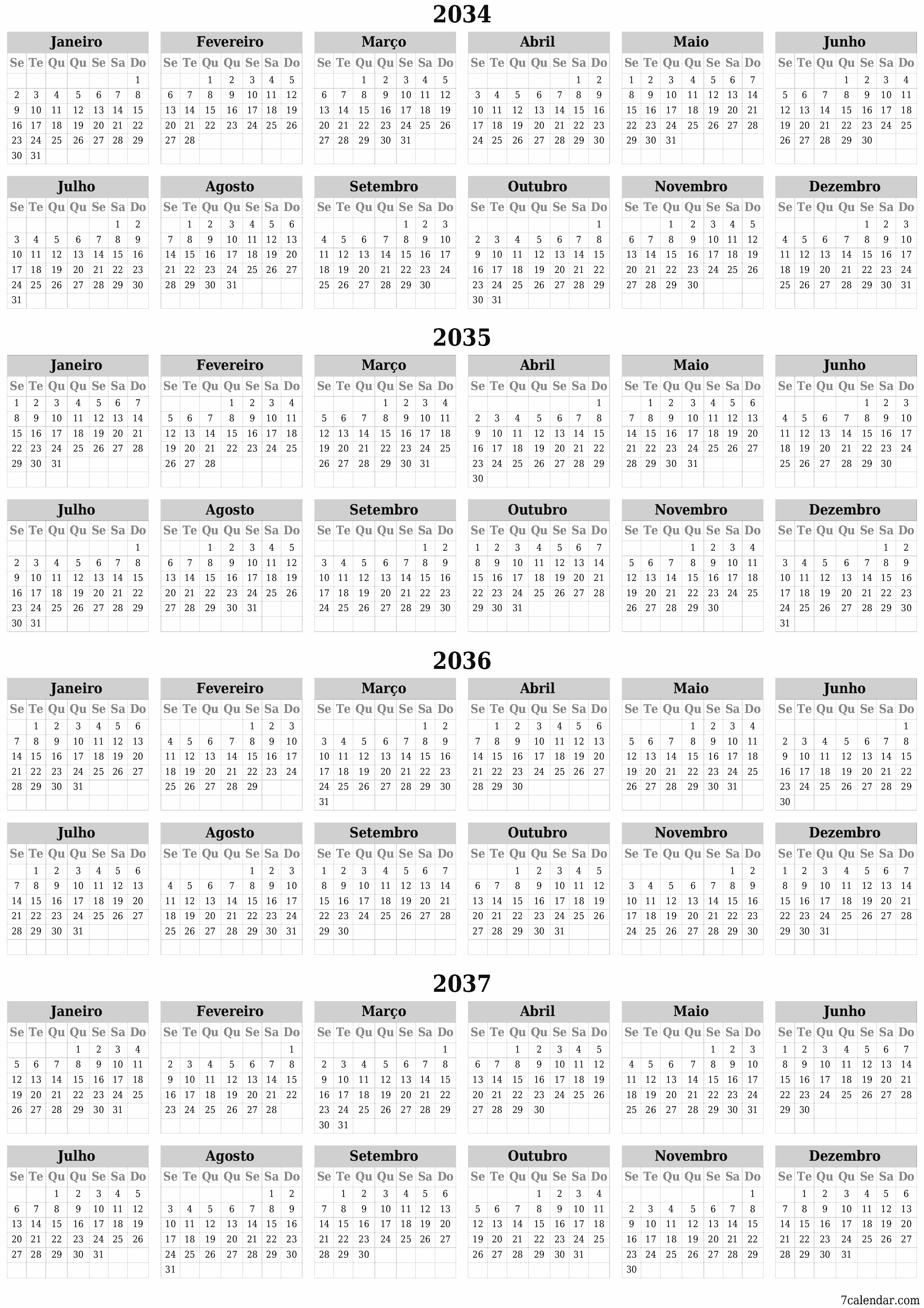  para impressão de parede modelo de grátisvertical Anualmente calendário Junho (Jun) 2034