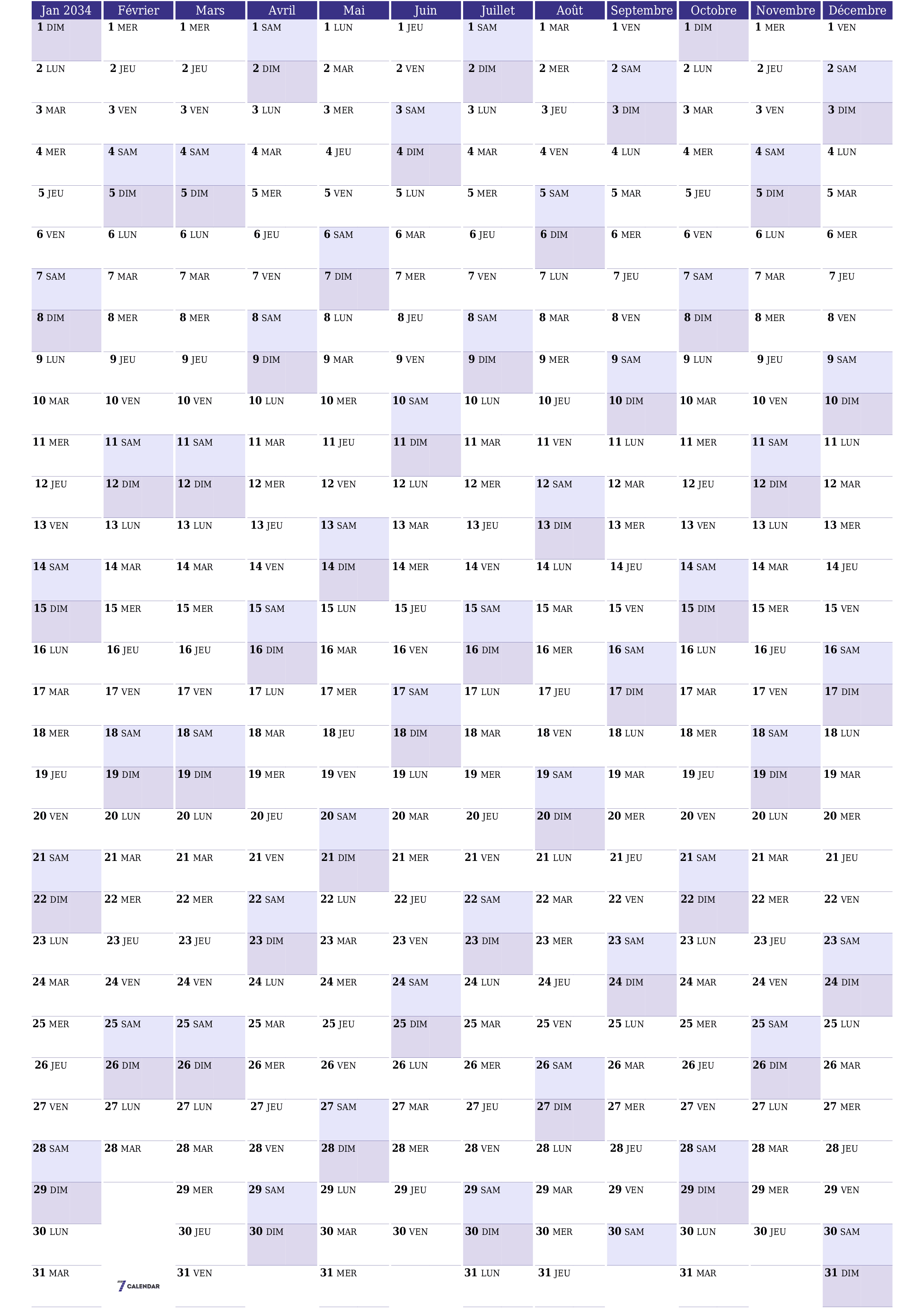  imprimable mural modèle de gratuitverticale Annuel planificateur calendrier Juin (Jui) 2034