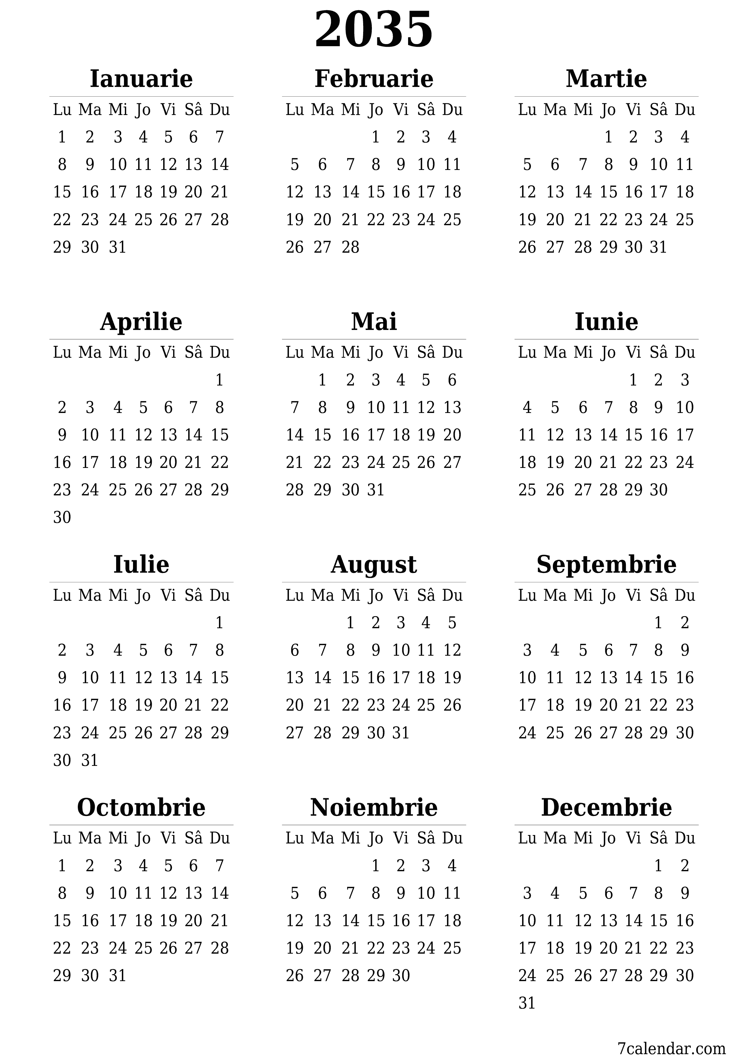  imprimabil de perete șablon de gratuitvertical Anual calendar Iunie (Iun) 2035