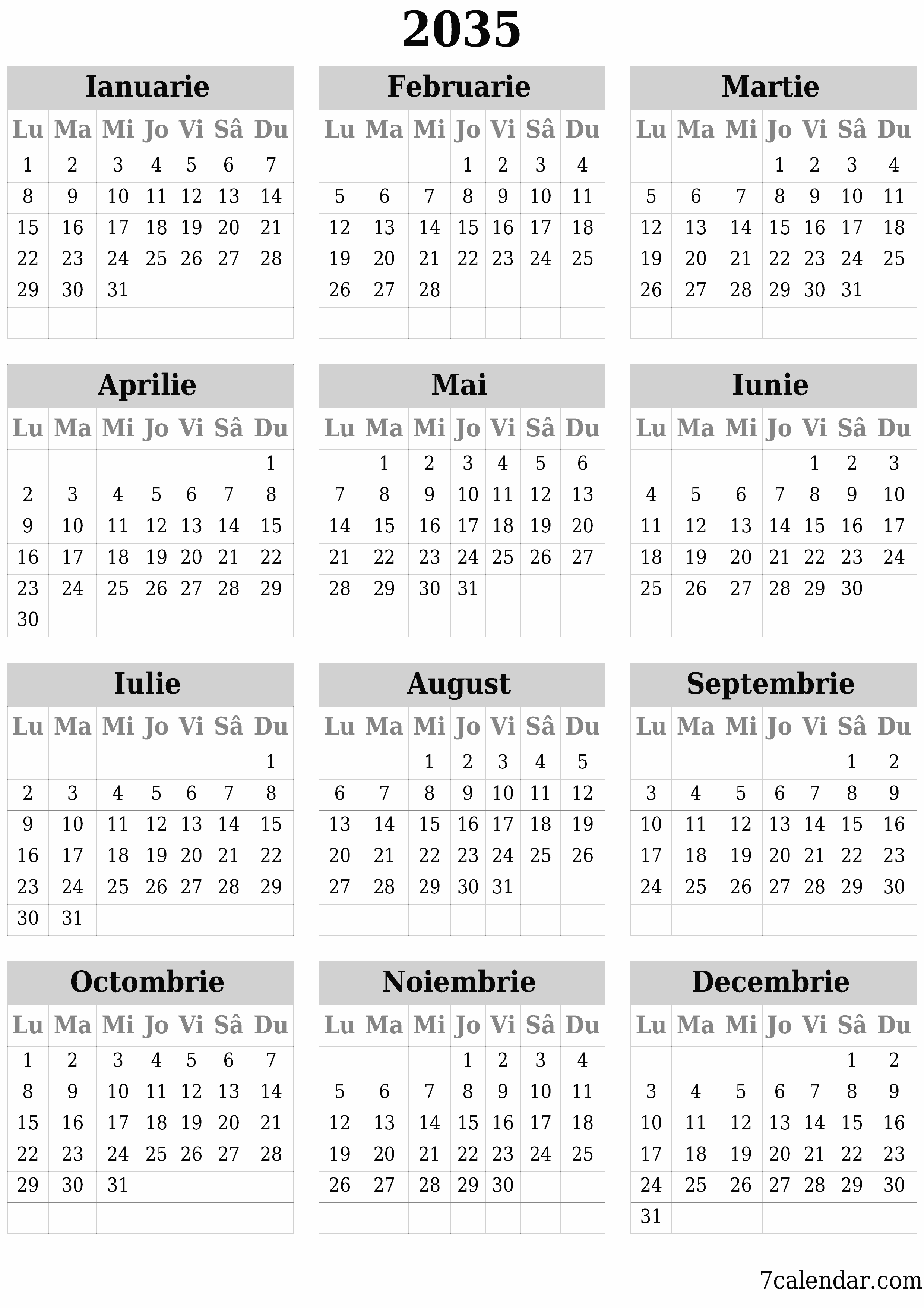  imprimabil de perete șablon de gratuitvertical Anual calendar Iunie (Iun) 2035