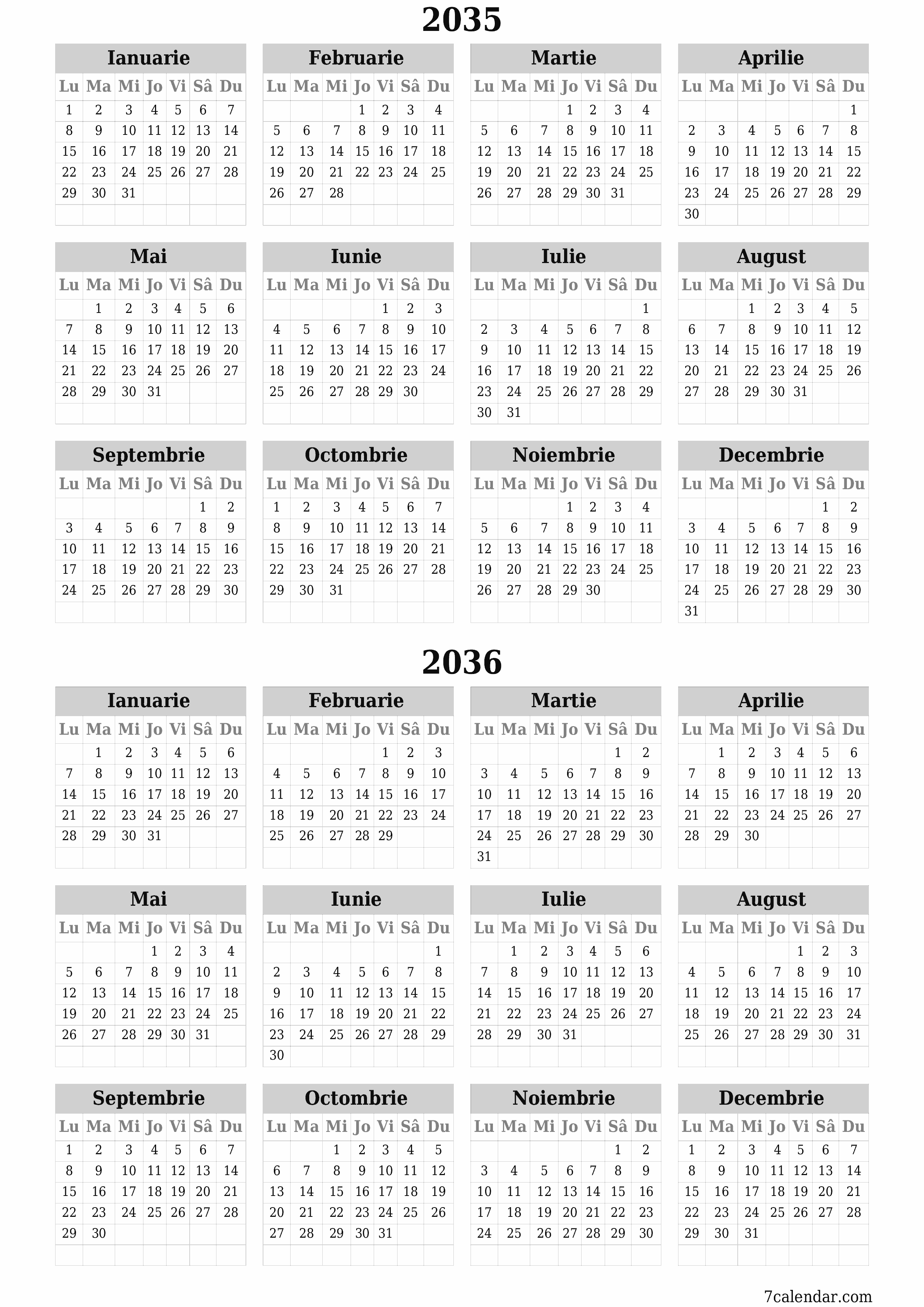  imprimabil de perete șablon de gratuitvertical Anual calendar Iunie (Iun) 2035