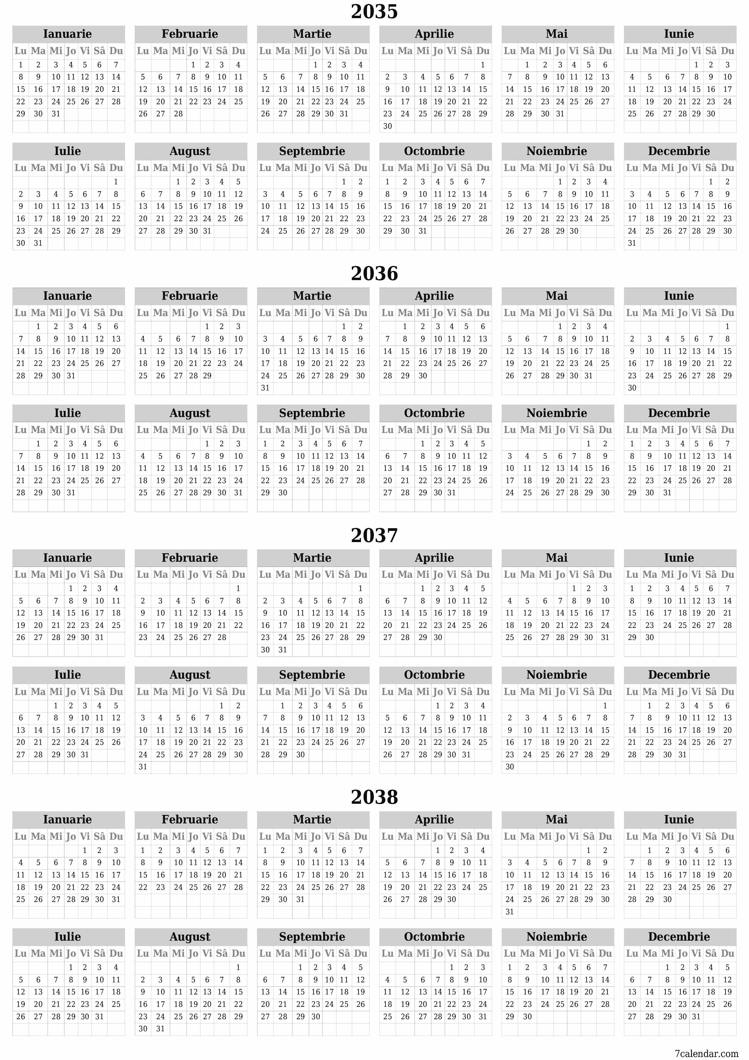 imprimabil de perete șablon de gratuitvertical Anual calendar Iunie (Iun) 2035